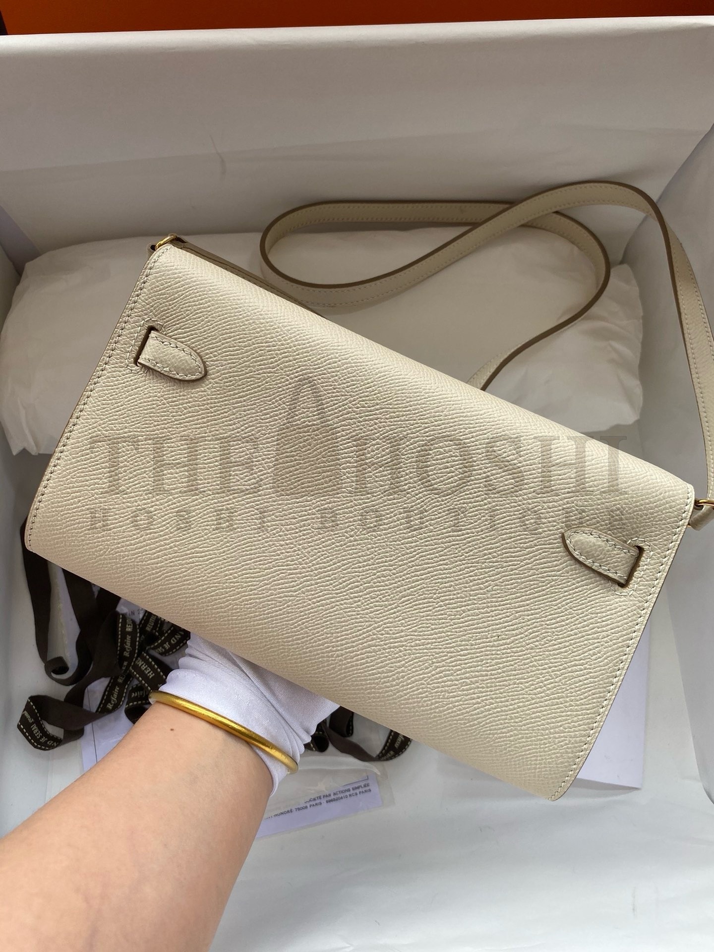 H**me5 Kelly Classique To Go Wallet in Craie Epsom Calfskin Master Quality