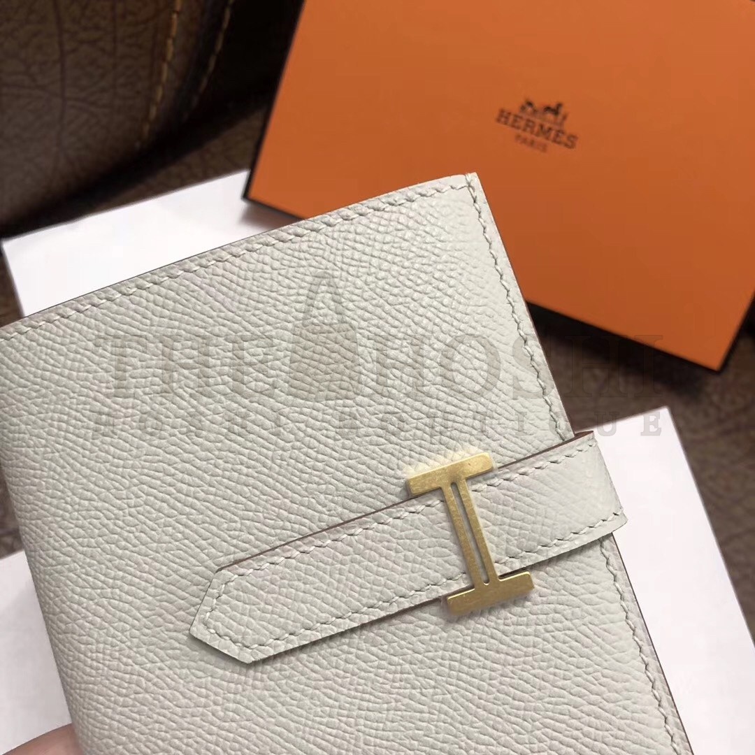 H**me5 Bearn Compact Wallet In Pearl Grey Epsom Leather Master Quality