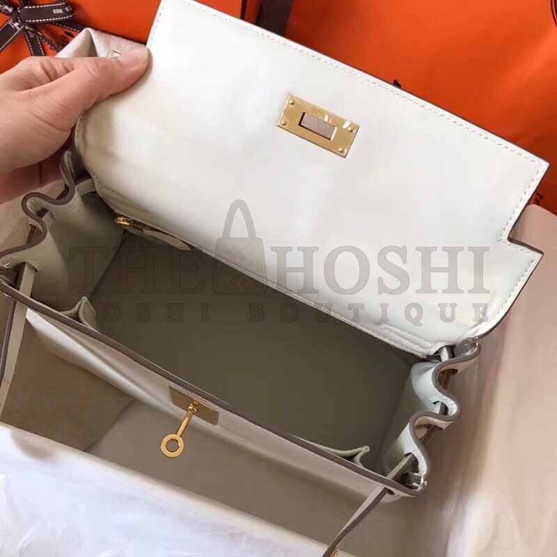 H**me5 White Swift Kelly 28cm Handmade Bag Master Quality
