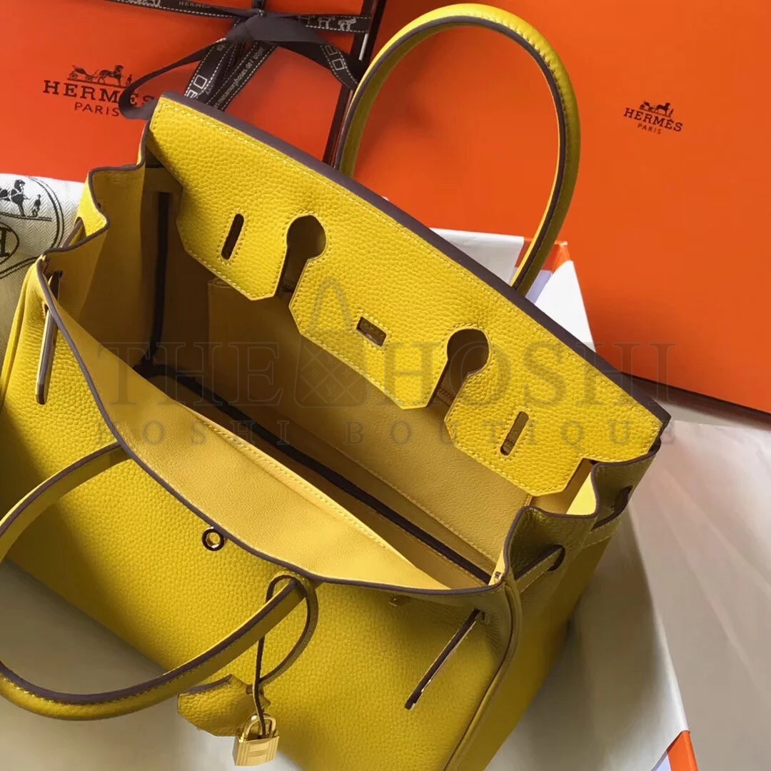 H**me5 Birkin 30 Bag in Yellow Clemence Leather with GHW Master Quality
