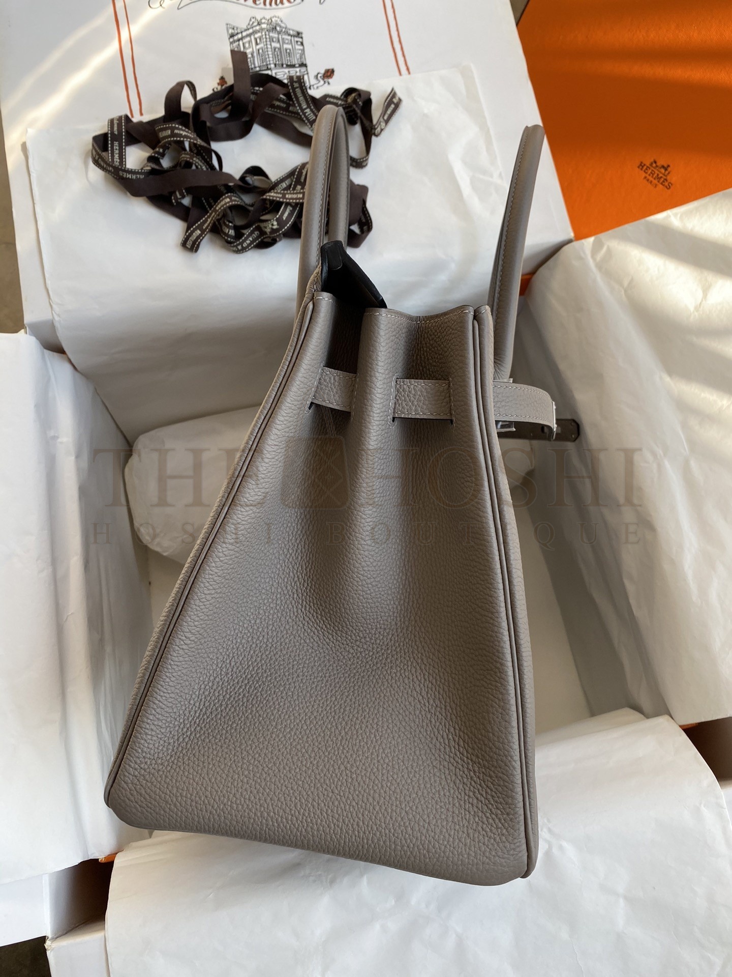 H**me5 Birkin 35 Retourne Handmade Bag In Gris Asphalt Clemence Leather Master Quality