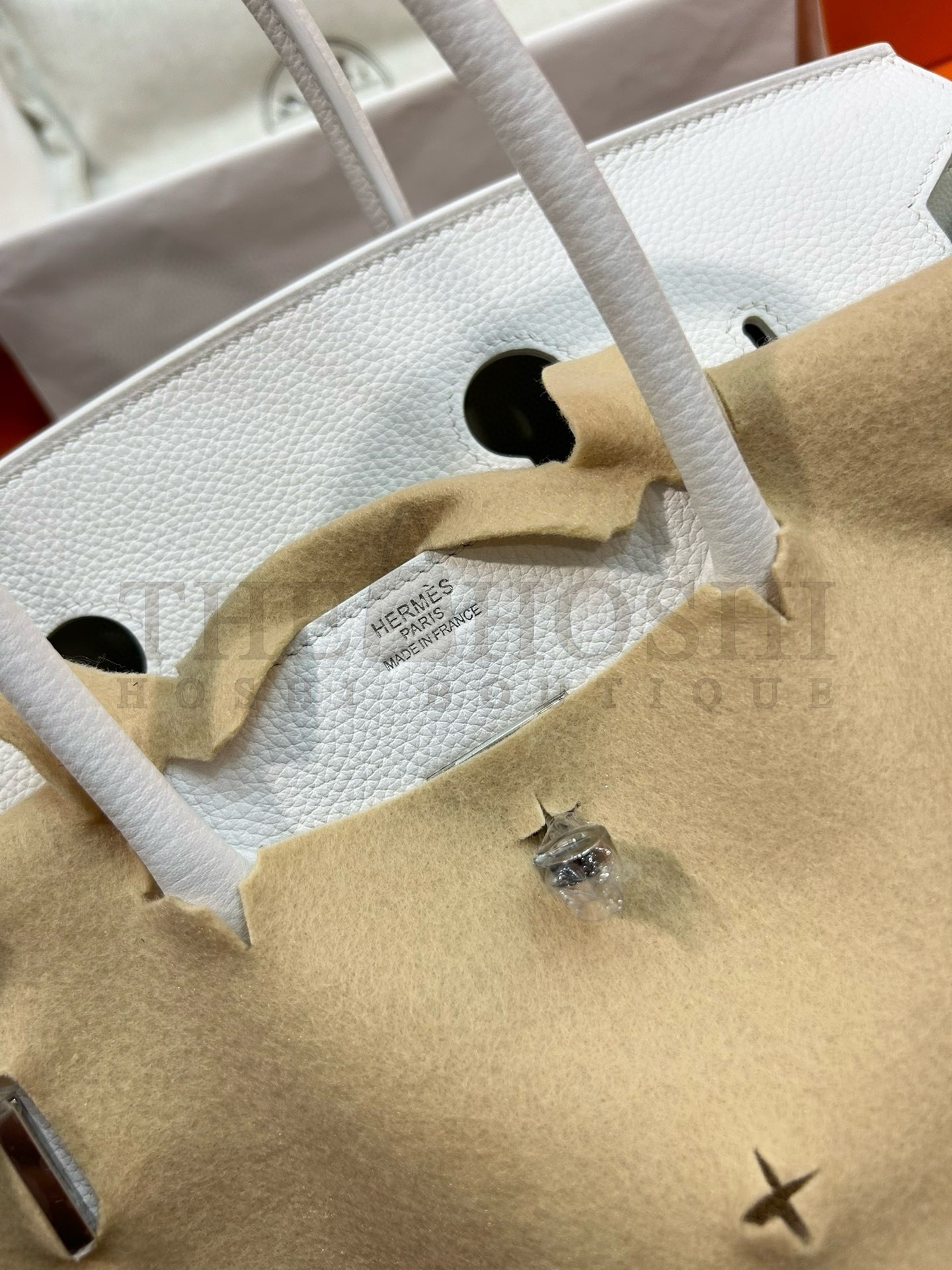 H**me5 Birkin 35 Retourne Handmade Bag In White Clemence Leather Master Quality