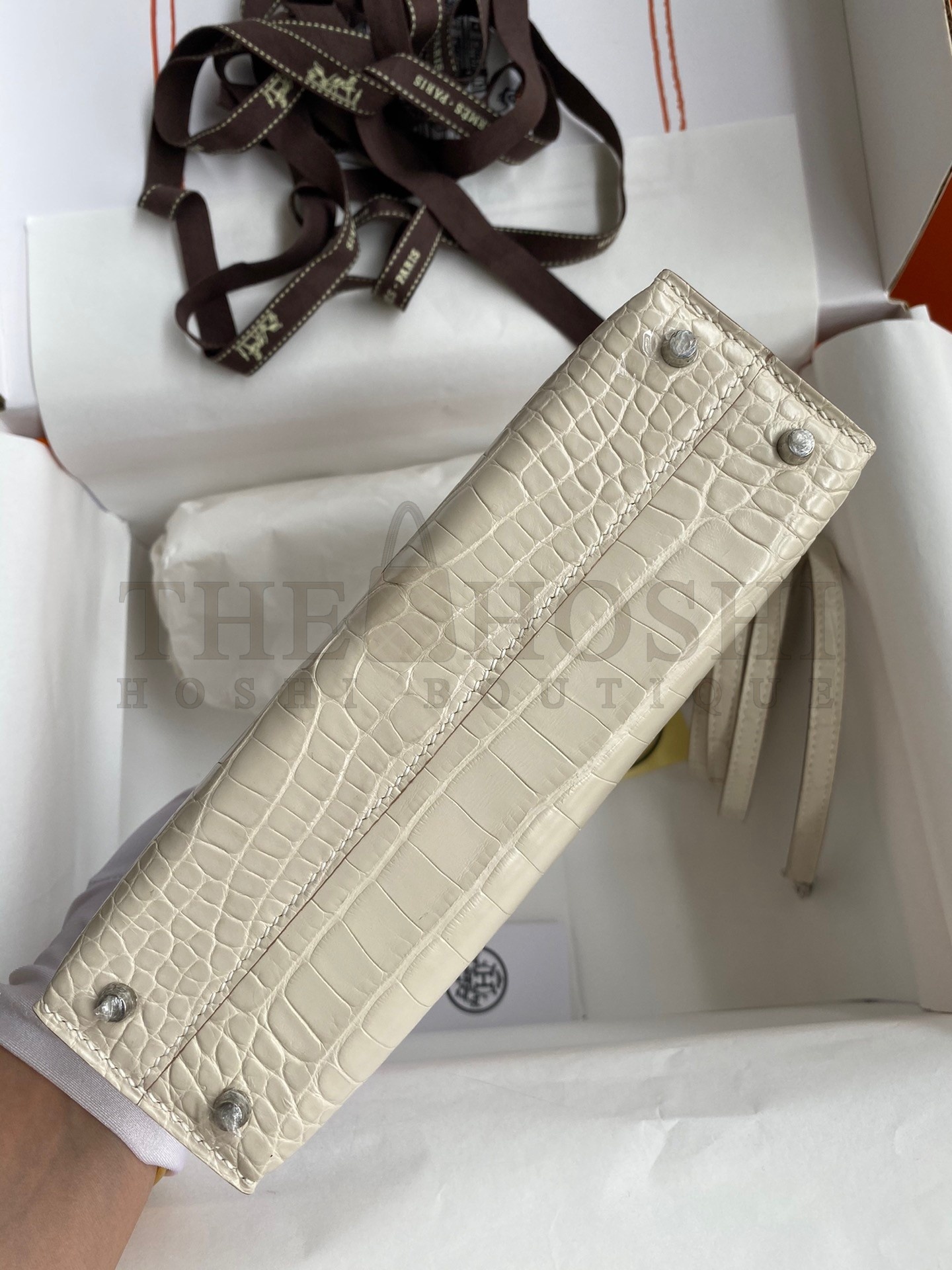 H**me5 Kelly Mini II Sellier Handmade Bag In Beton Matte Alligator Leather Master Quality