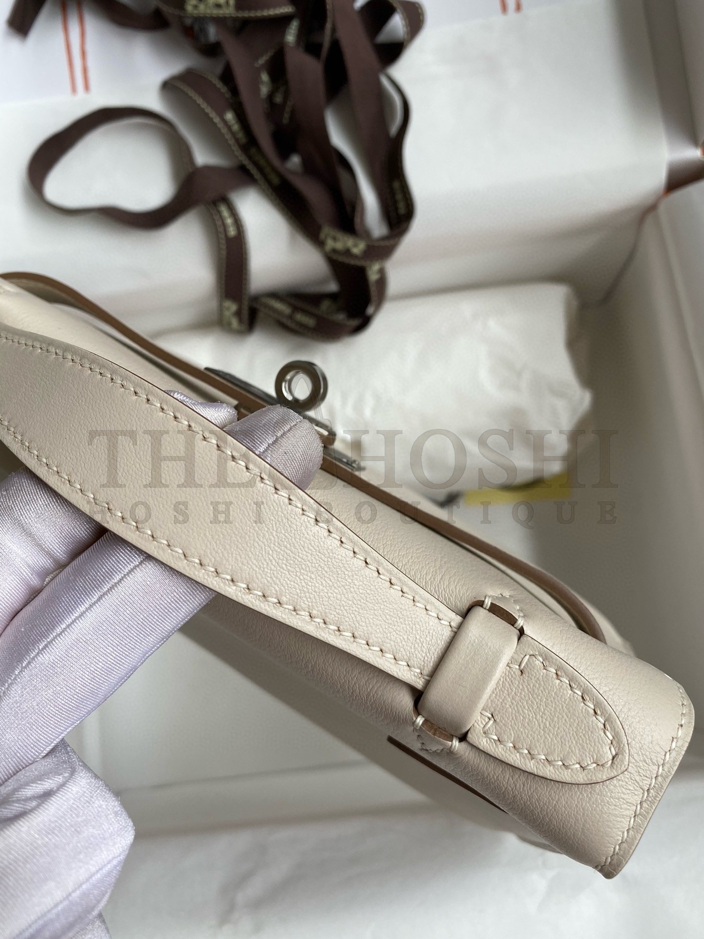 H**me5 Kelly Pochette Handmade Bag In Craie Swift Calfskin Master Quality