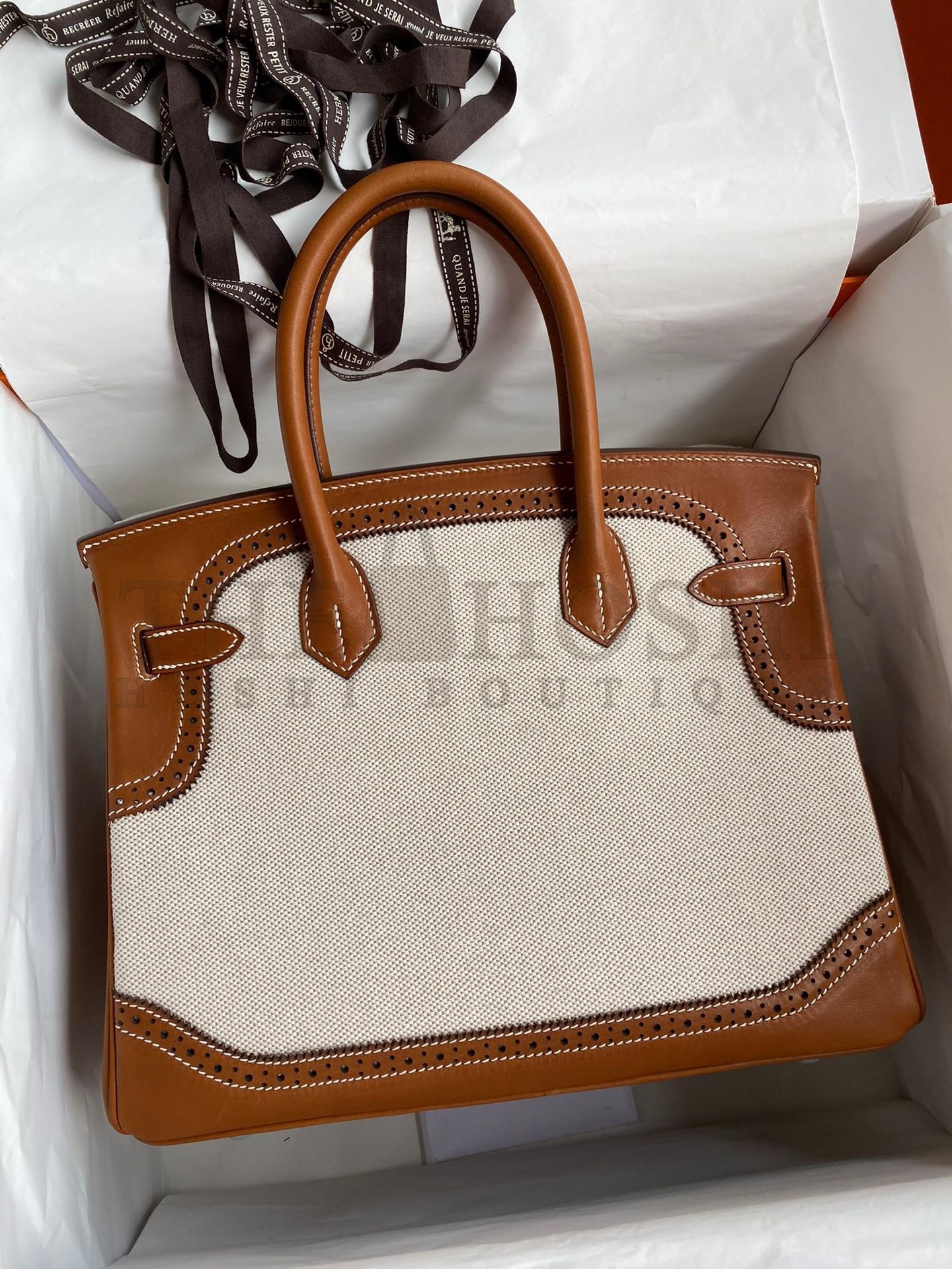 H**me5 Ghillies Birkin 30cm Limited-edition Bag In Toile & Gold Swift Leather Master Quality