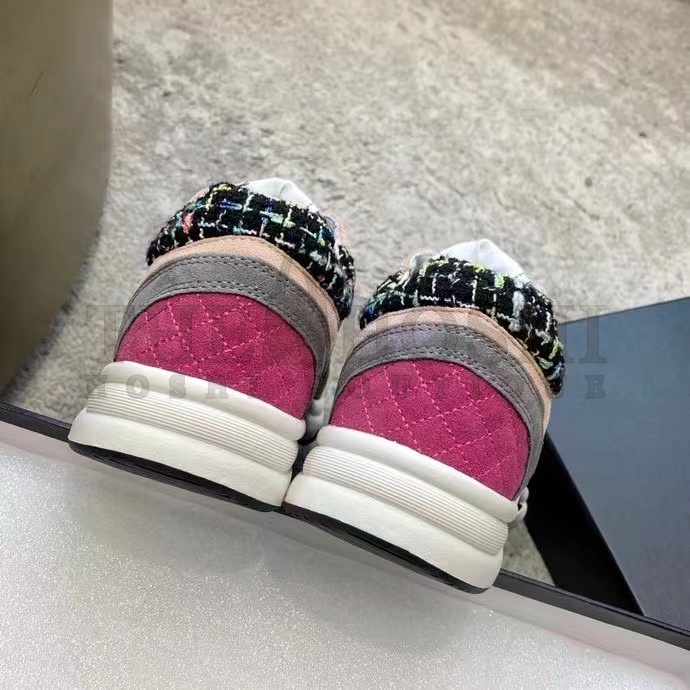 Ch**el Women CC Sneakers Fabric & Suede Calfskin Multicolor 1 Cm Heel Master Quality