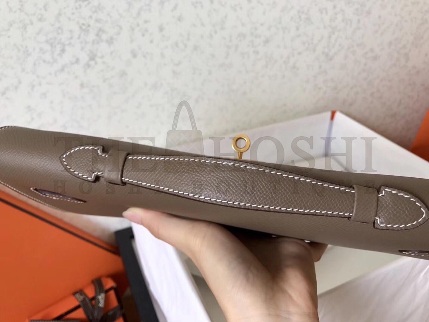 H**me5 Taupe Epsom Kelly Cut Handmade Bag Master Quality