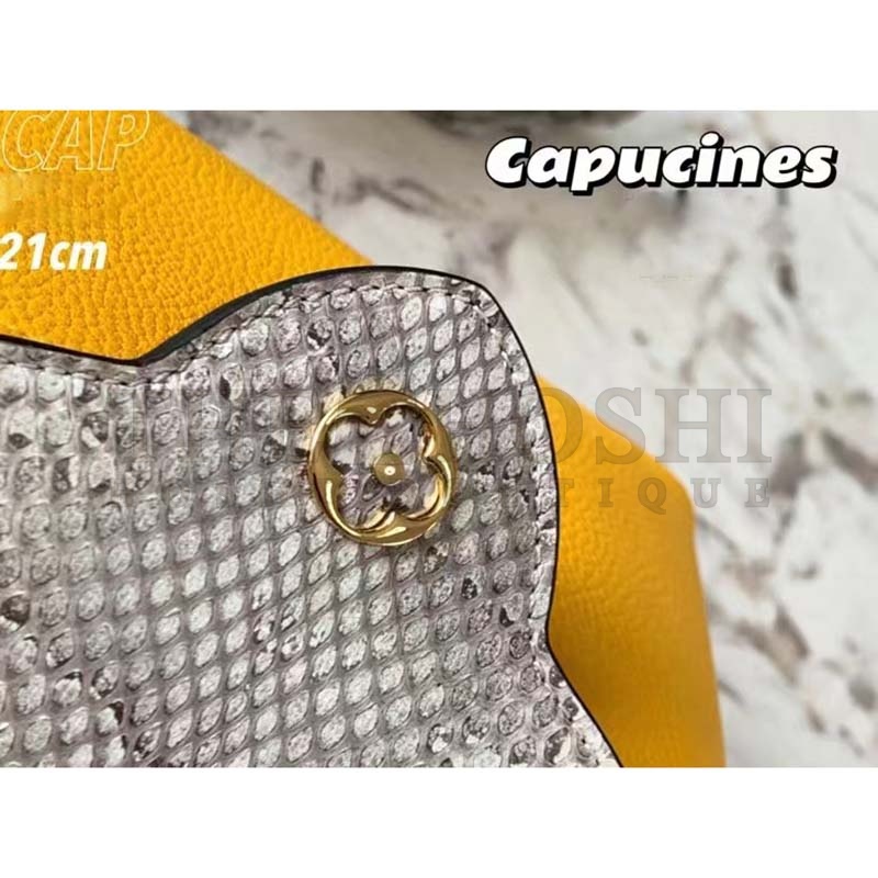 L0vis Vvtt0n LV Women Capucines Mini Handbag Golden Yellow Taurillon Python Leather Master Quality
