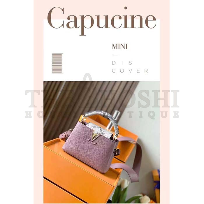 L0vis Vvtt0n LV Women Capucines Mini Handbag Taupe Taurillon Python Leather Master Quality