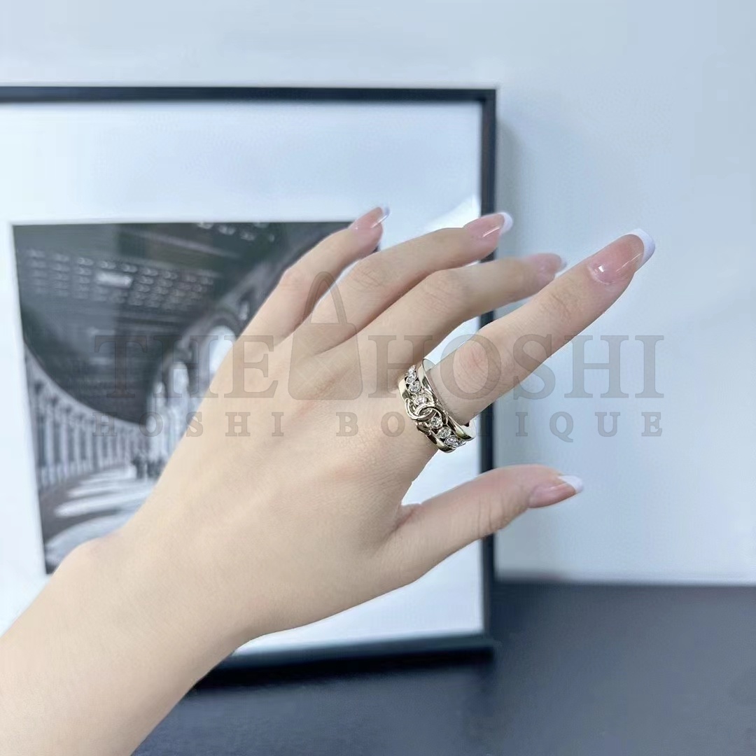 Ch**el Women CC Ring Metal Strass Gold Crystal Master Quality