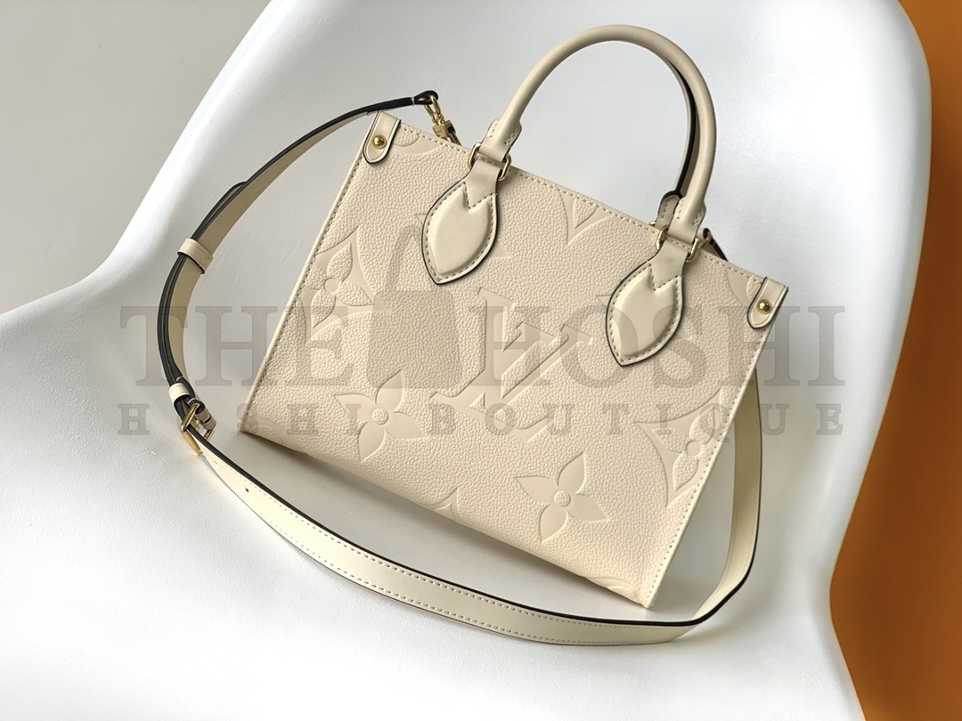 L0vis Vvtt0n LV Women Onthego PM Tote Crème Beige Embossed Grained Cowhide Leather M46569 Master Quality