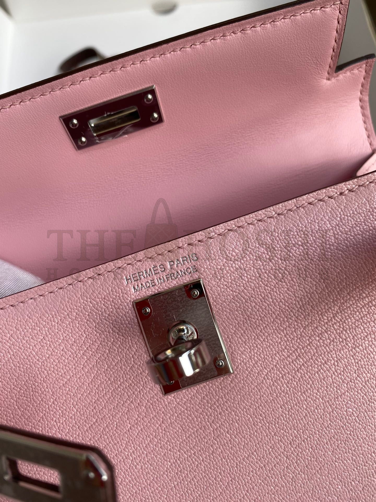 H**me5 Kelly Mini II Sellier Handmade Bag In Rose Sakura Chevre Mysore Leather Master Quality