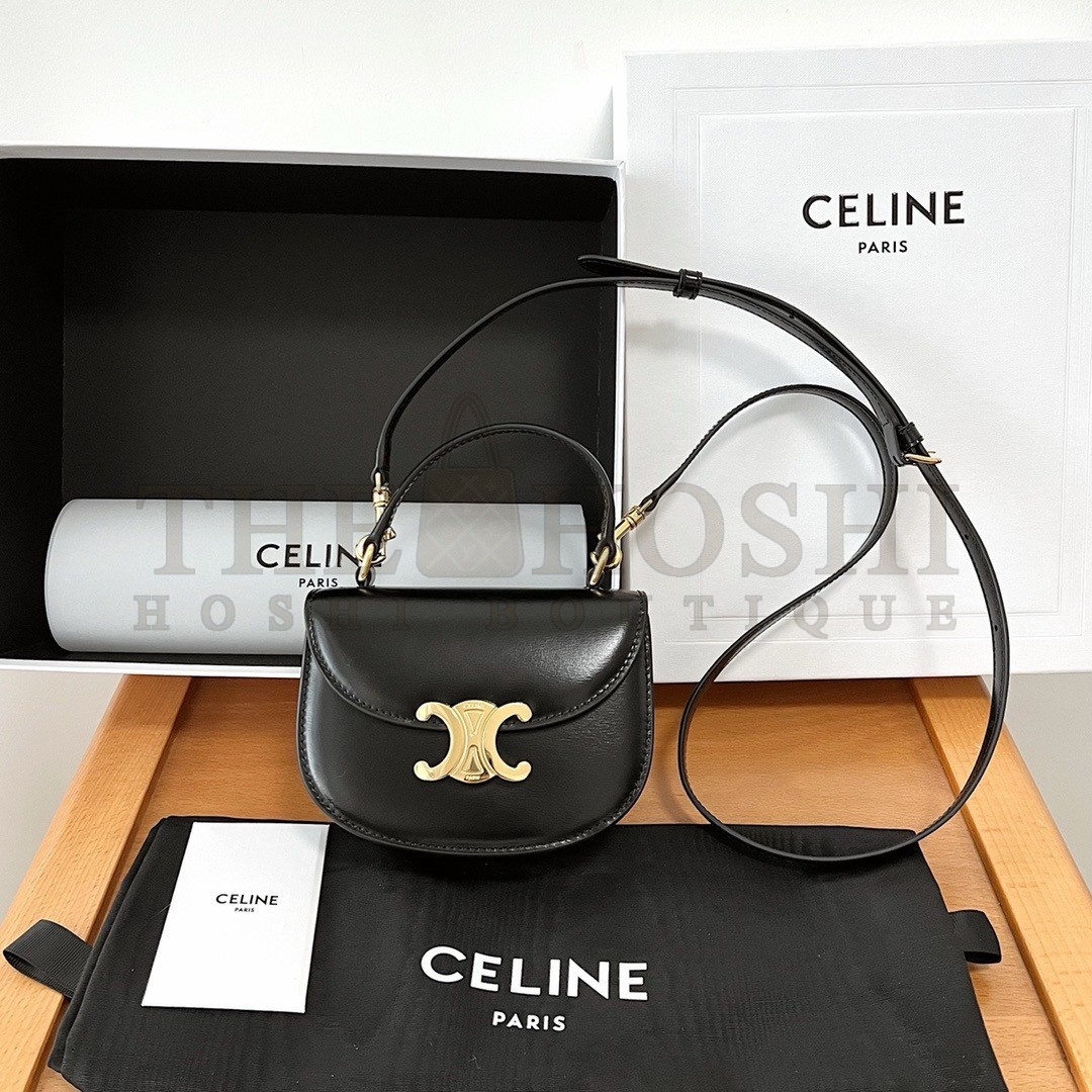 Ce1i*e Mini Besace Clea Bag in Black Calfskin Master Quality