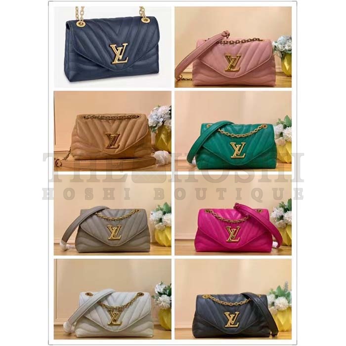 L0vis Vvtt0n LV Women New Wave Chain Bag MM Handbag Pink Smooth Cowhide Master Quality