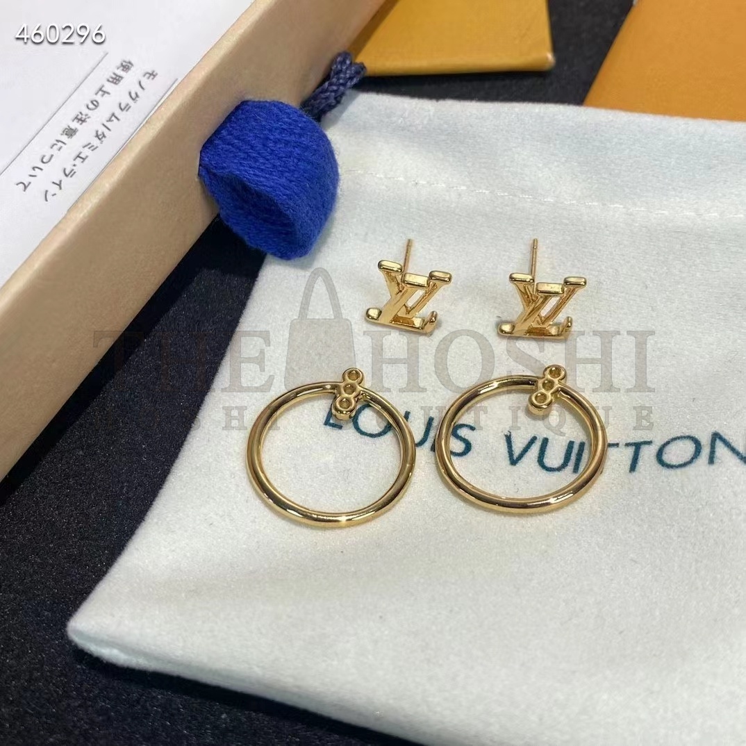 L0vis Vvtt0n Women LV Eclipse Earrings Metal Gold-Color Initials M00763 Master Quality