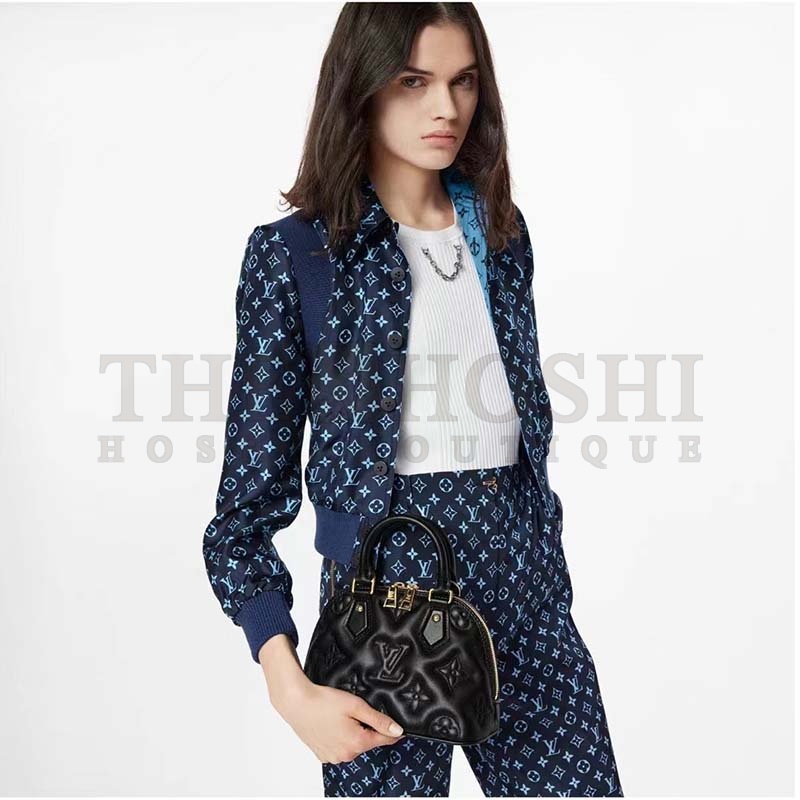 L0vis Vvtt0n LV Women Alma BB Handbag Black Quilted Embroidered Smooth Calf Master Quality