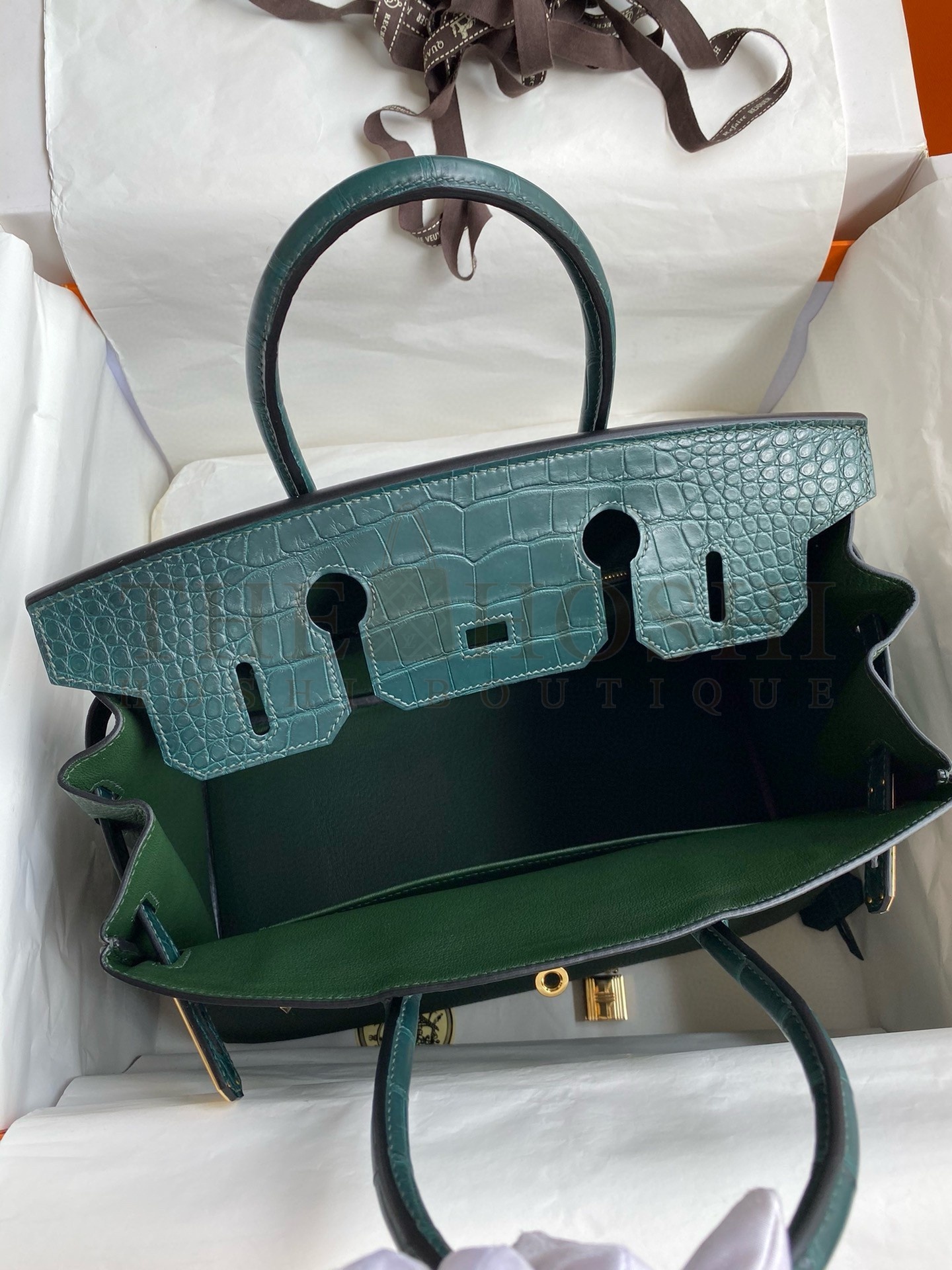 H**me5 Touch Birkin 30 Bag in Green Clemence and Matte Alligator Leather Master Quality