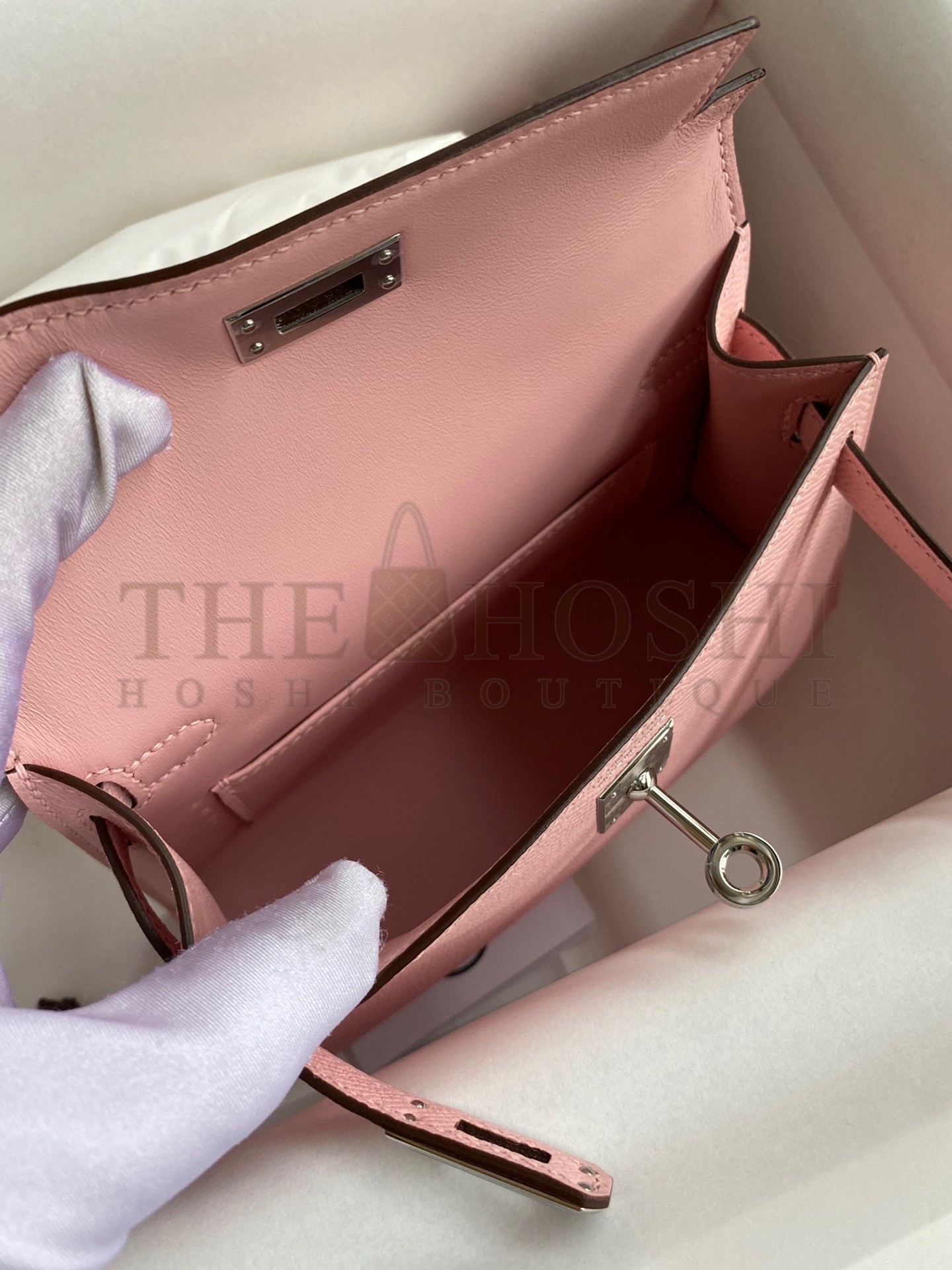 H**me5 Kelly Mini II Sellier Handmade Bag In Rose Sakura Epsom Calfskin Master Quality