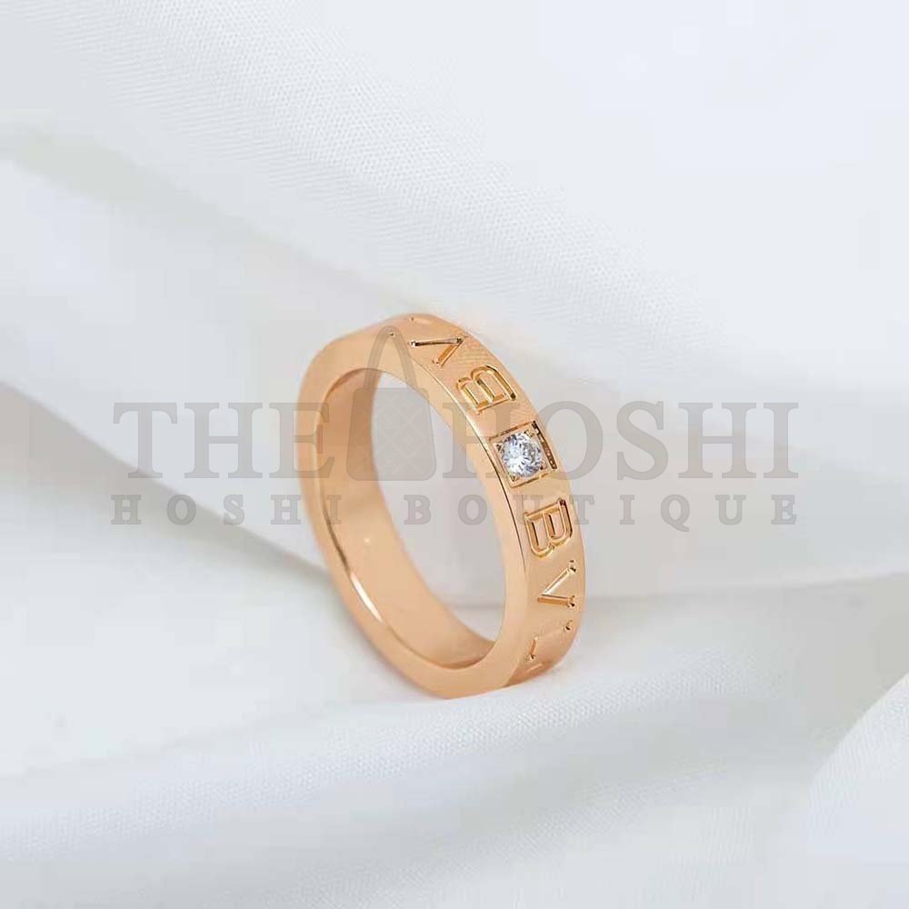 Bv1g*ai Women Bv1g*ai Bv1g*ai Ring 18 KT Rose Gold Ring with D1am0nd Master Quality