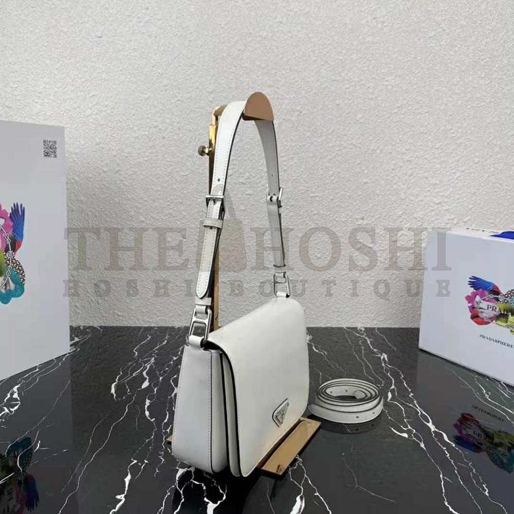 Pra*a Women Brushed Leather Shoulder Bag-White Master Quality