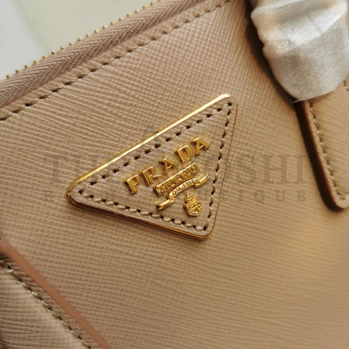 Pra*a Mini Galleria Bag In Beige Saffiano Leather Master Quality