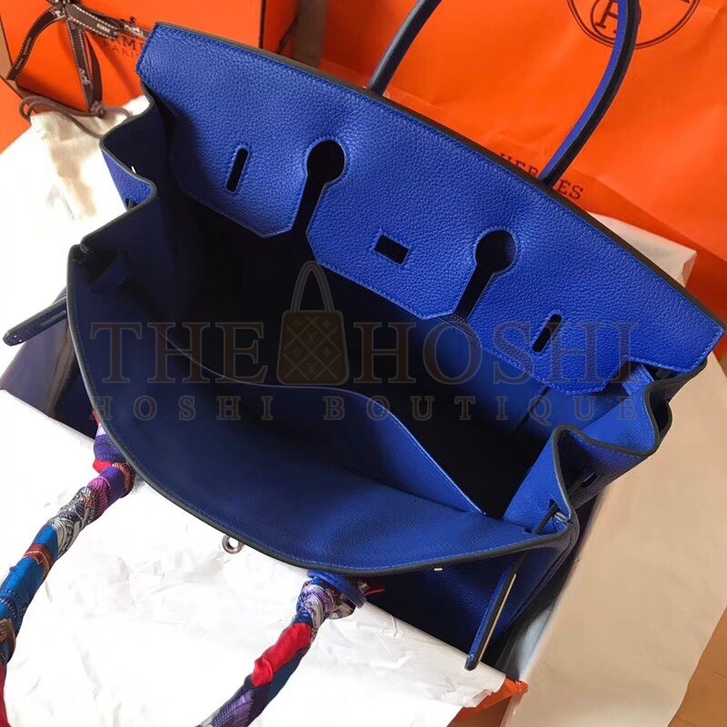 H**me5 Blue Electric Birkin 35cm Clemence Handmade Bag Master Quality