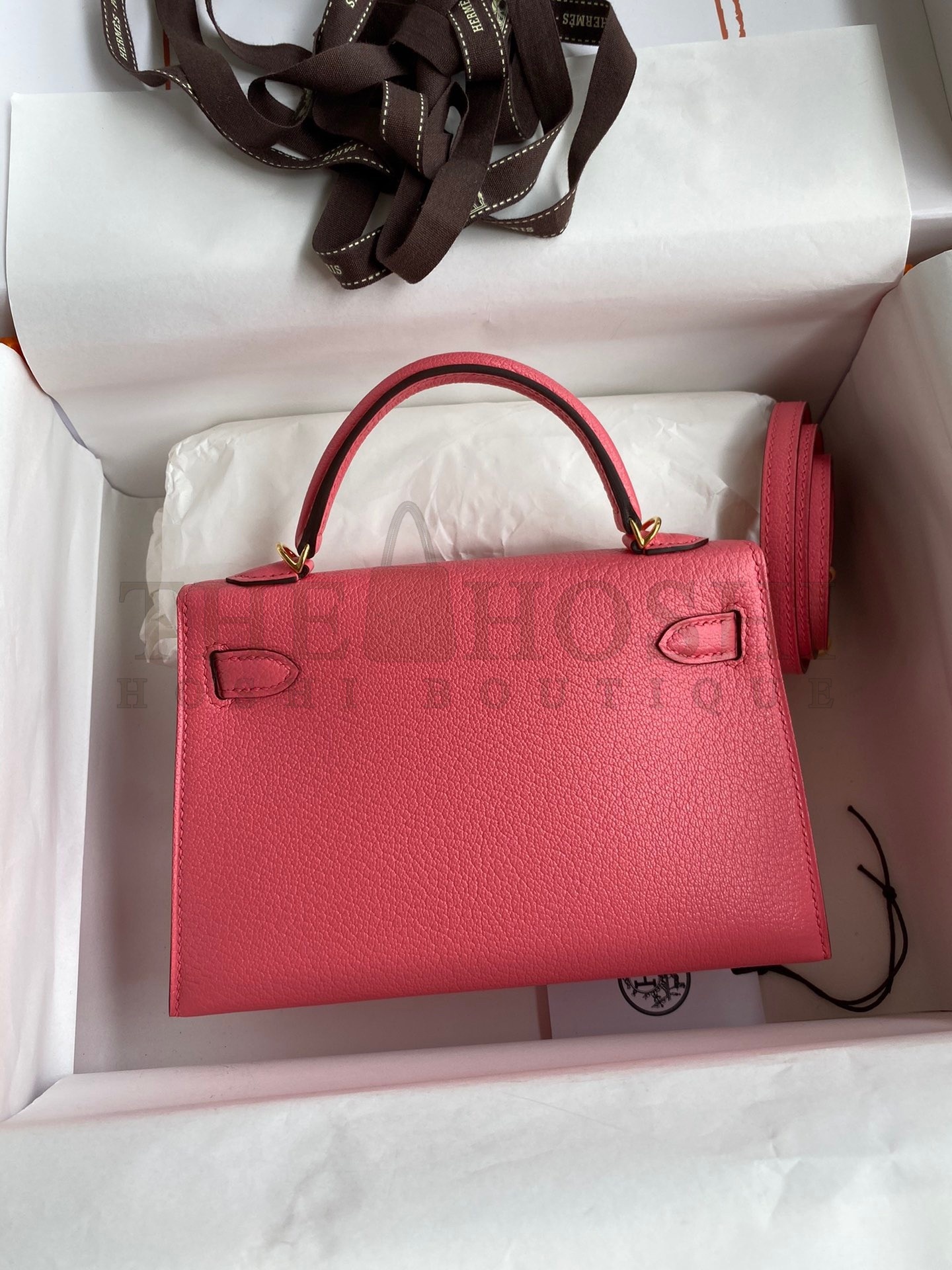 H**me5 Kelly Mini II Sellier Handmade Bag In Rose Lipstick Chevre Mysore Leather Master Quality