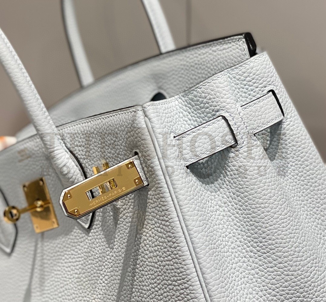 H**me5 Birkin 30cm Bag In Blue Brume Clemence Leather GHW Master Quality