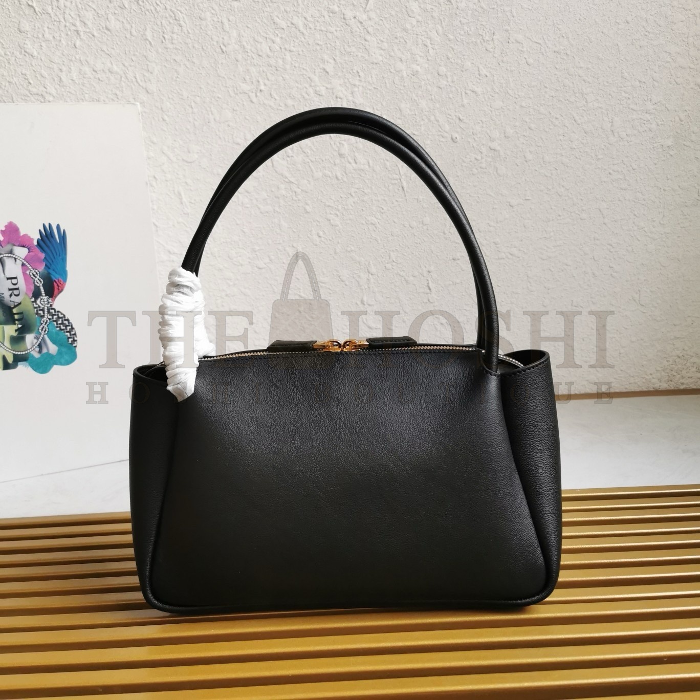 Pra*a Shoulder Bag in Black Calfskin with Triangle Logo Master Quality