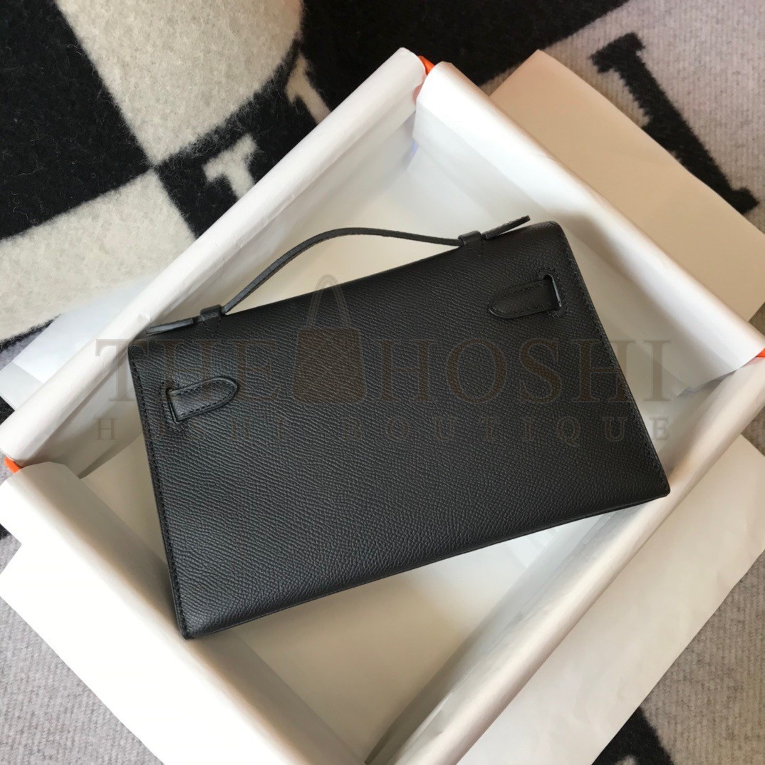 H**me5 Kelly Pochette Clutch Bag In Black Epsom Leather Master Quality