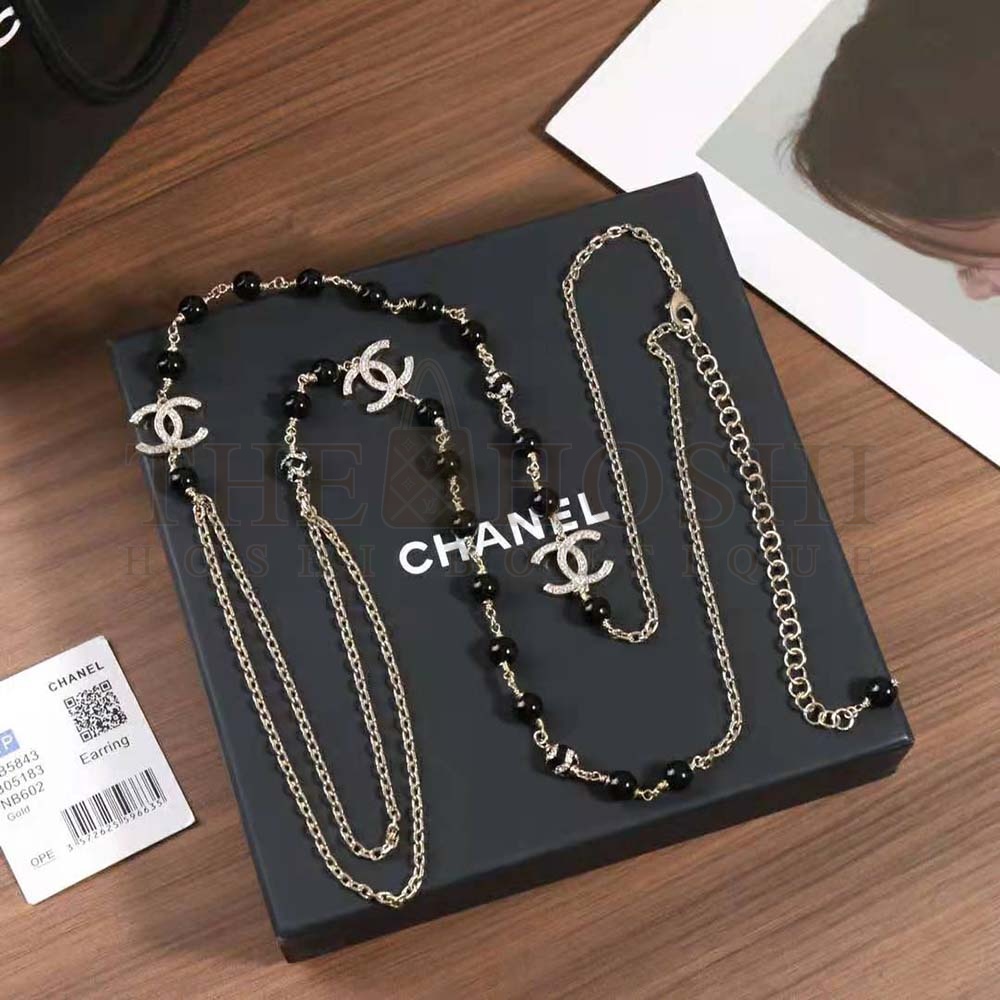 Ch**el Women Long Necklace in Metal Glass Pearls and Strass Master Quality