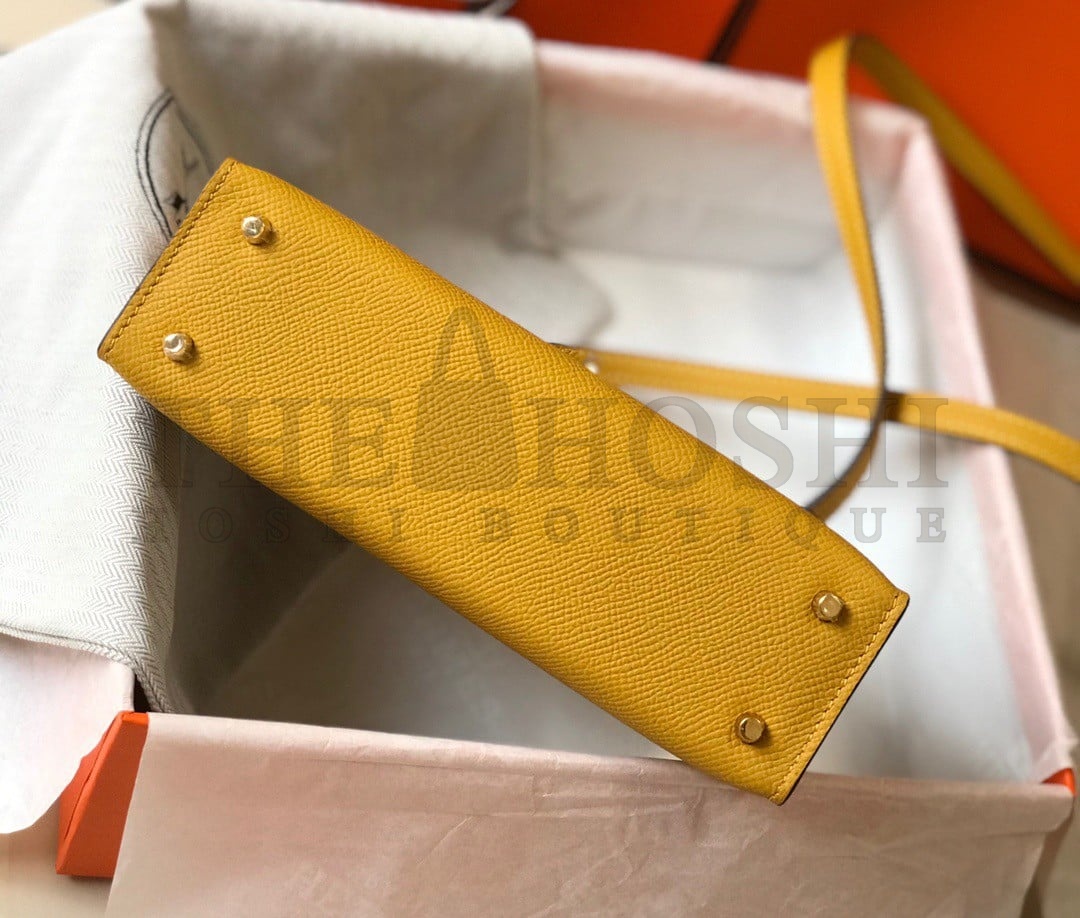 H**me5 Kelly Mini II Sellier Bag In Yellow Epsom Leather GHW Master Quality