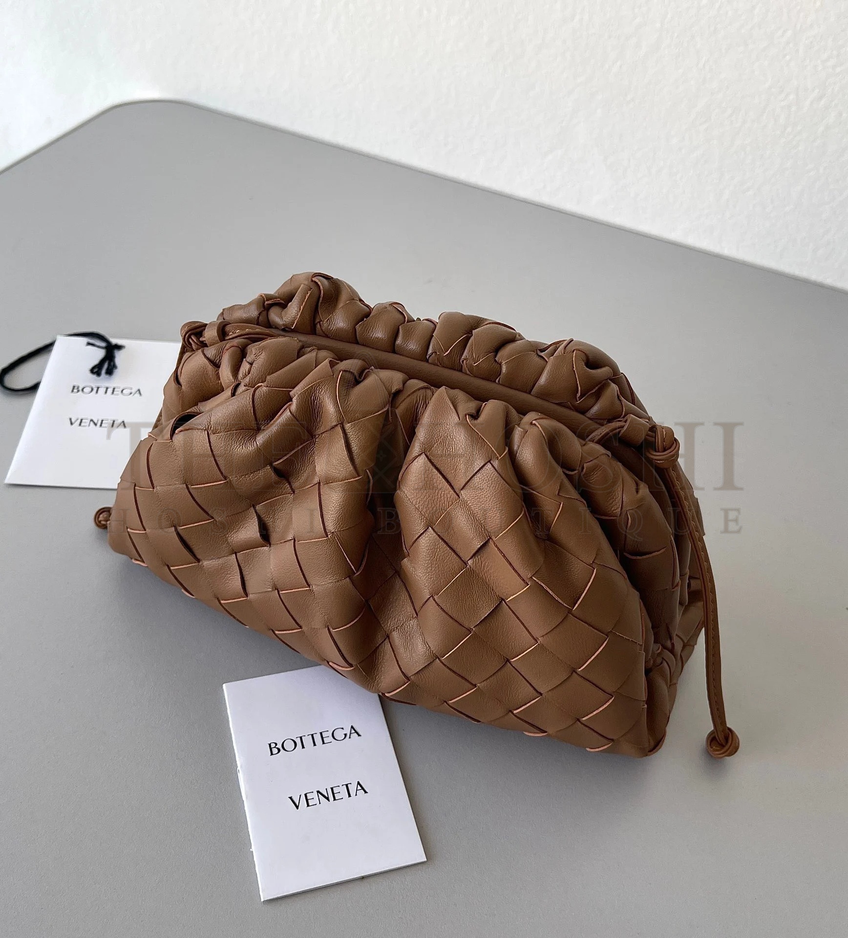 B0tt*ga Ven*ta Mini Pouch with Strap in Caramel Intrecciato Lambskin Master Quality