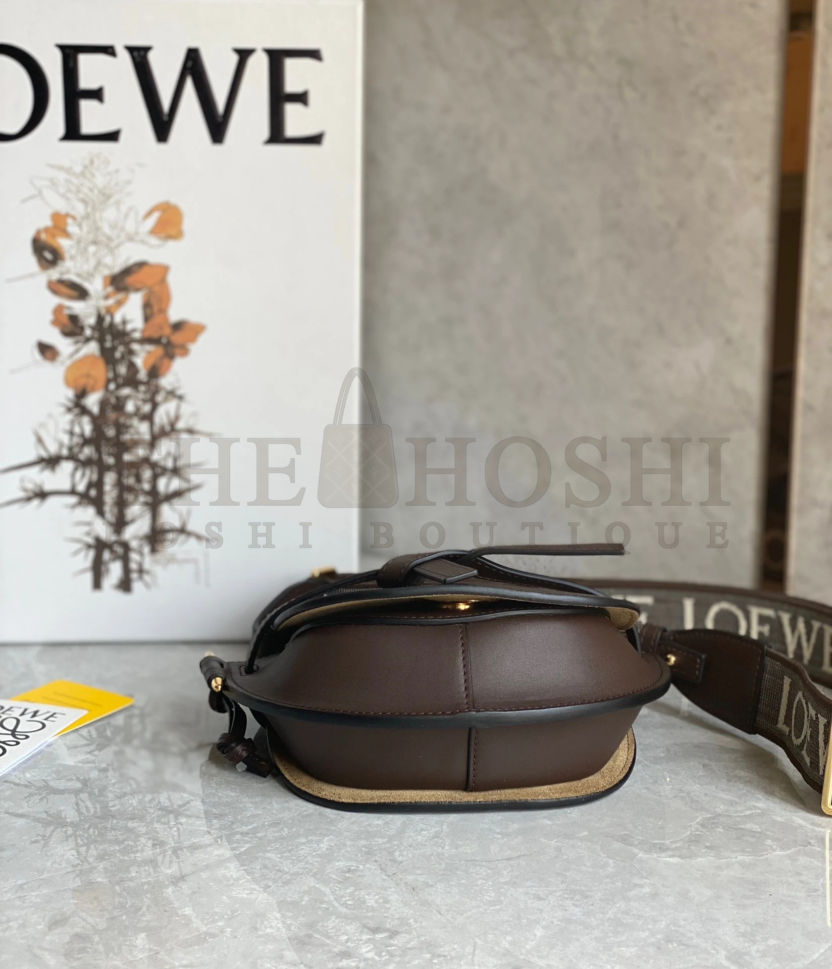 L0ew* Mini Gate Dual Bag In Chocolate Calfskin Master Quality