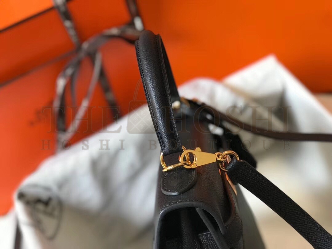 H**me5 Kelly 28cm Sellier Bag In Black Epsom Leather Master Quality