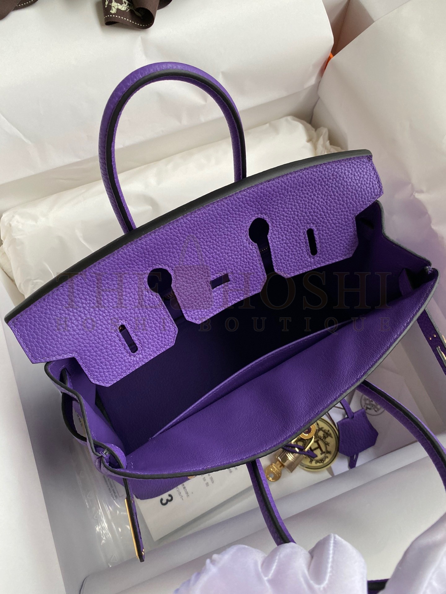 H**me5 Birkin 25 Retourne Handmade Bag In Violet Clemence Leather Master Quality