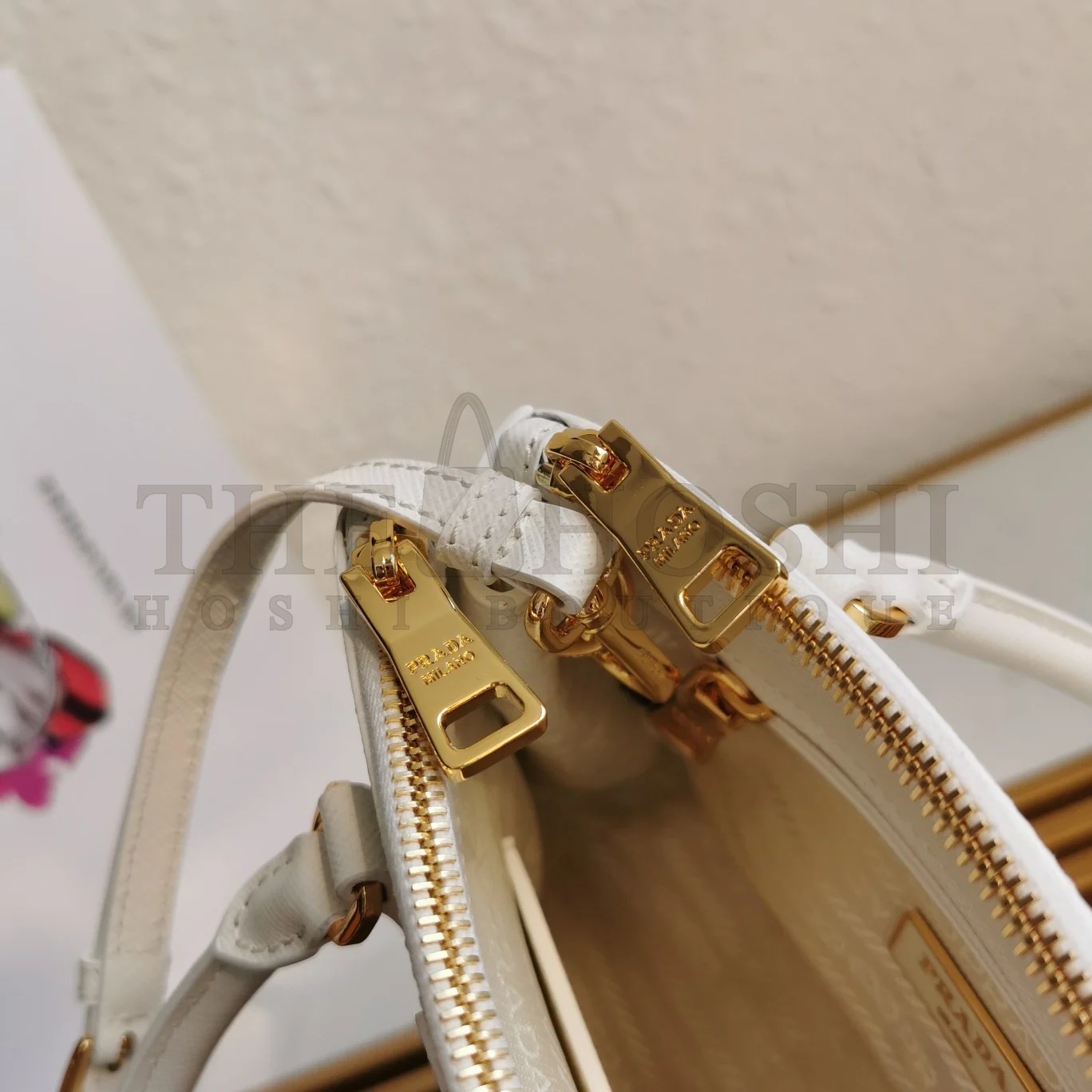 Pra*a Mini Galleria Bag In White Saffiano Leather Master Quality