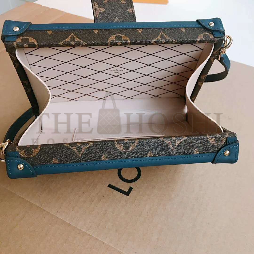 L0vis Vvtt0n LV Women Petite Malle Handbag in Calf Leather and Monogram Coated Canvas Master Quality