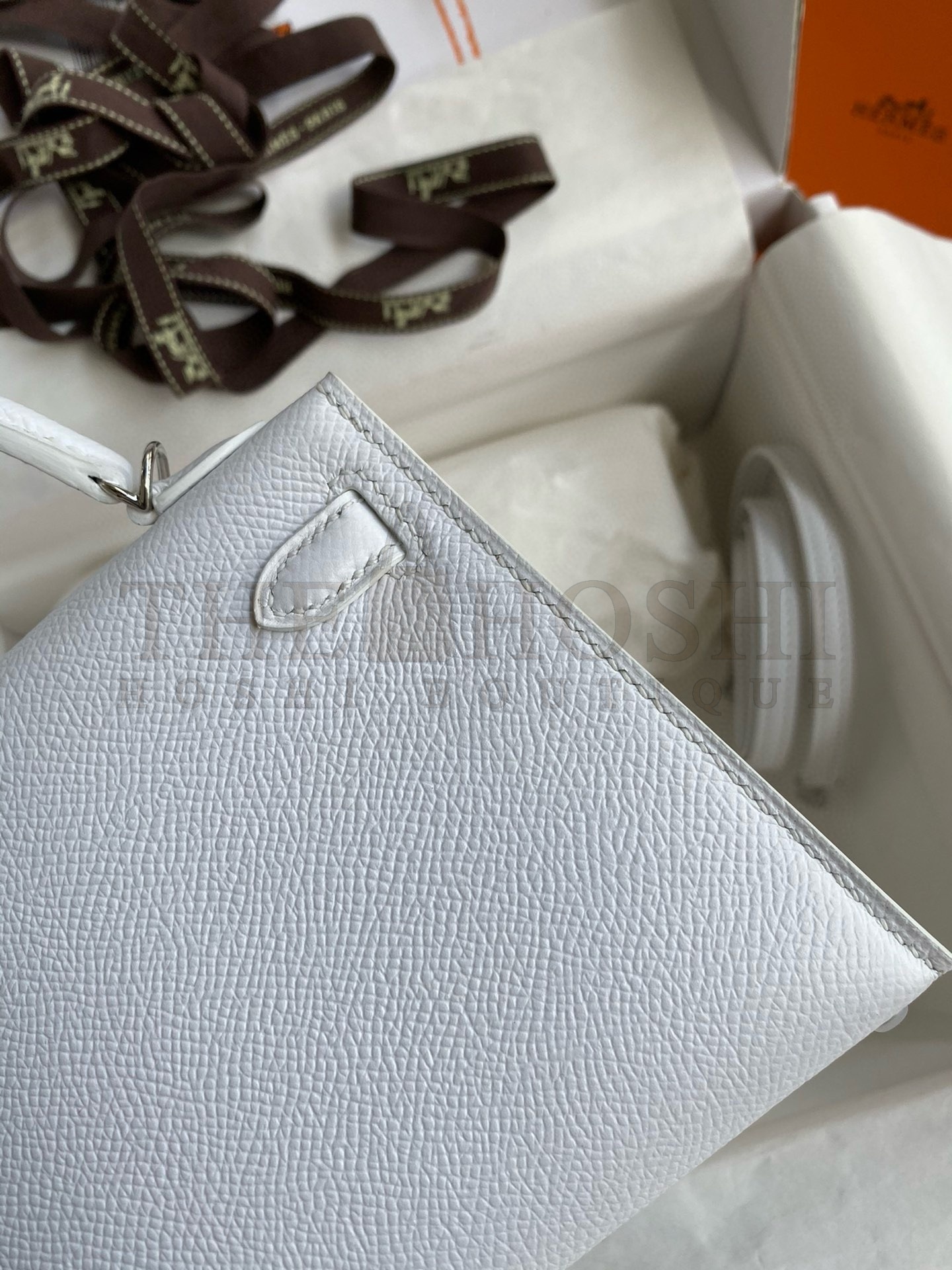 H**me5 Kelly Mini II Sellier Handmade Bag In White Epsom Calfskin Master Quality