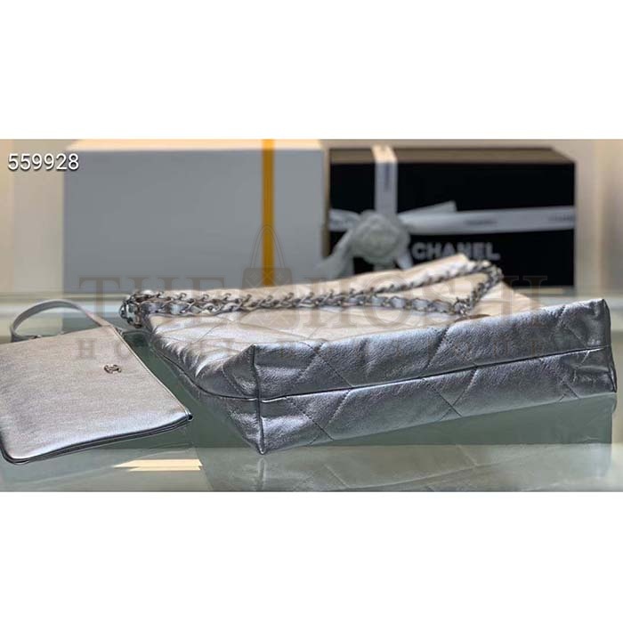 Ch**el Women CC 22 Handbag Metallic Shaded Calfskin White Silver Master Quality