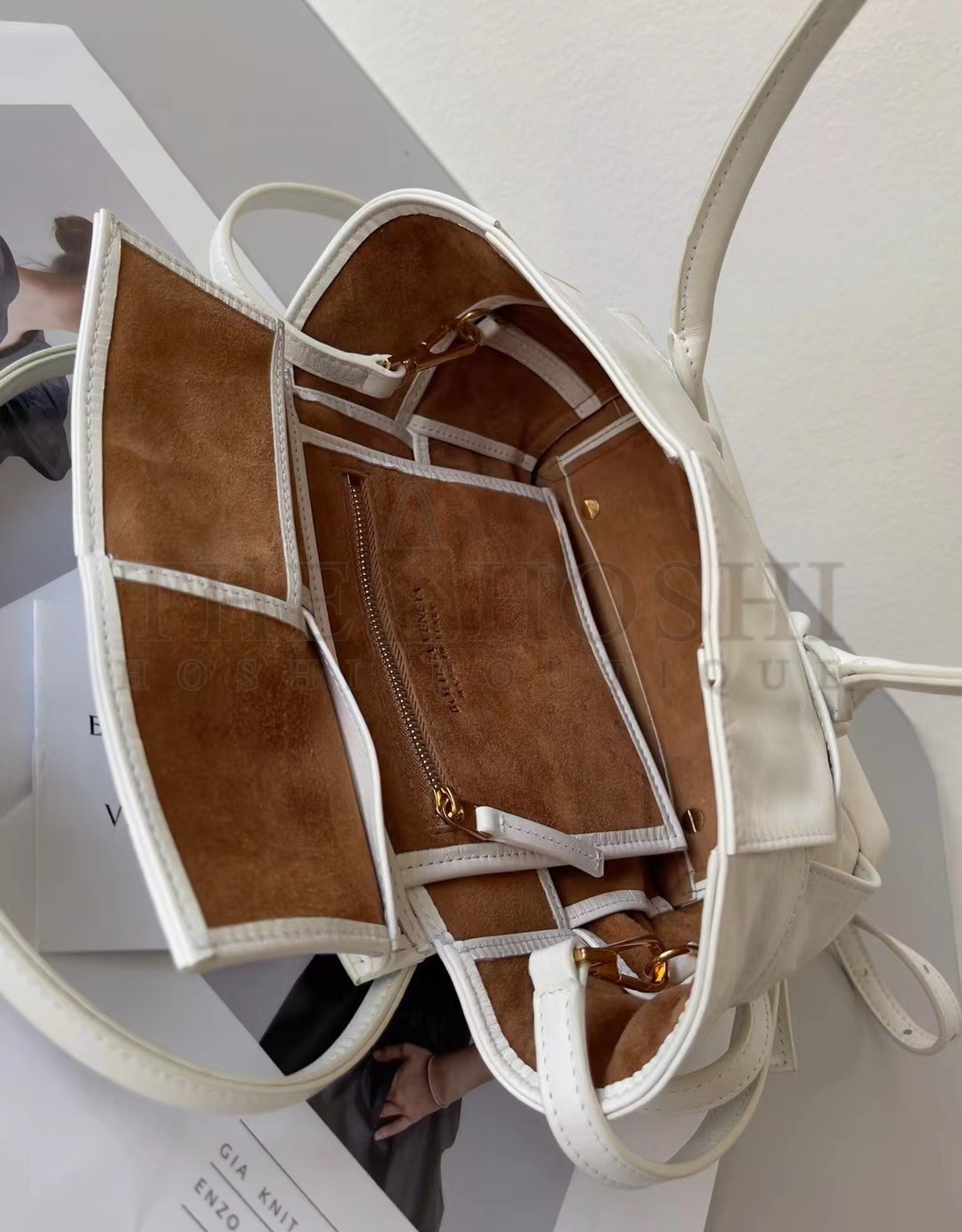 B0tt*ga Ven*ta Arco Mini Bag In White Intrecciato Leather Master Quality