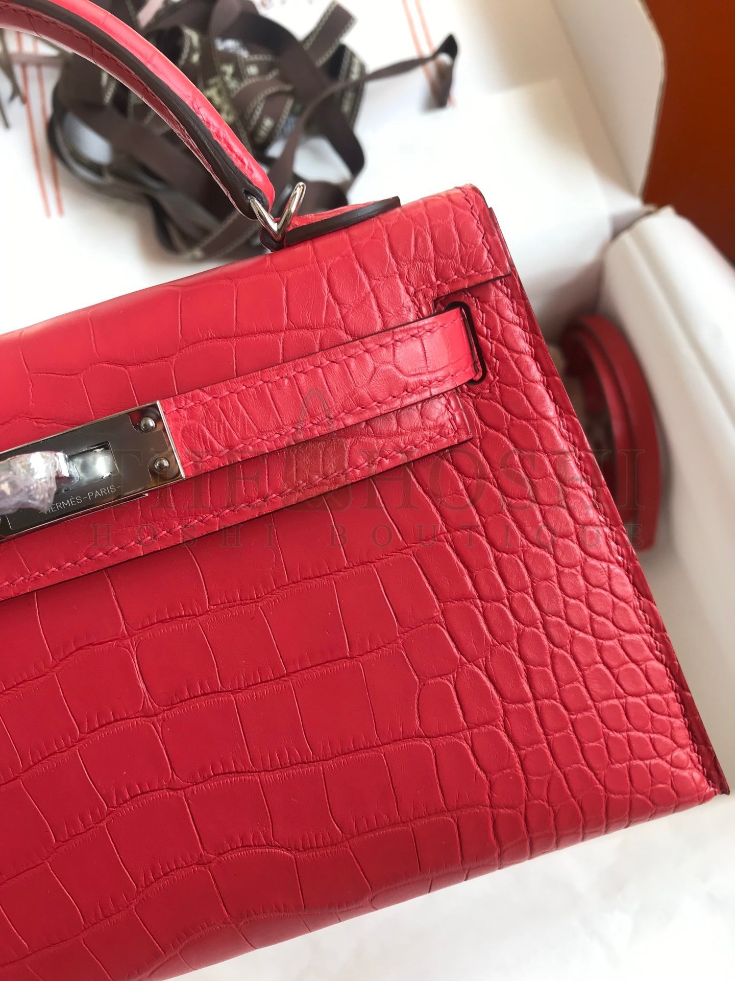 H**me5 Kelly Mini II Sellier Handmade Bag In Rose Extreme Matte Alligator Leather Master Quality