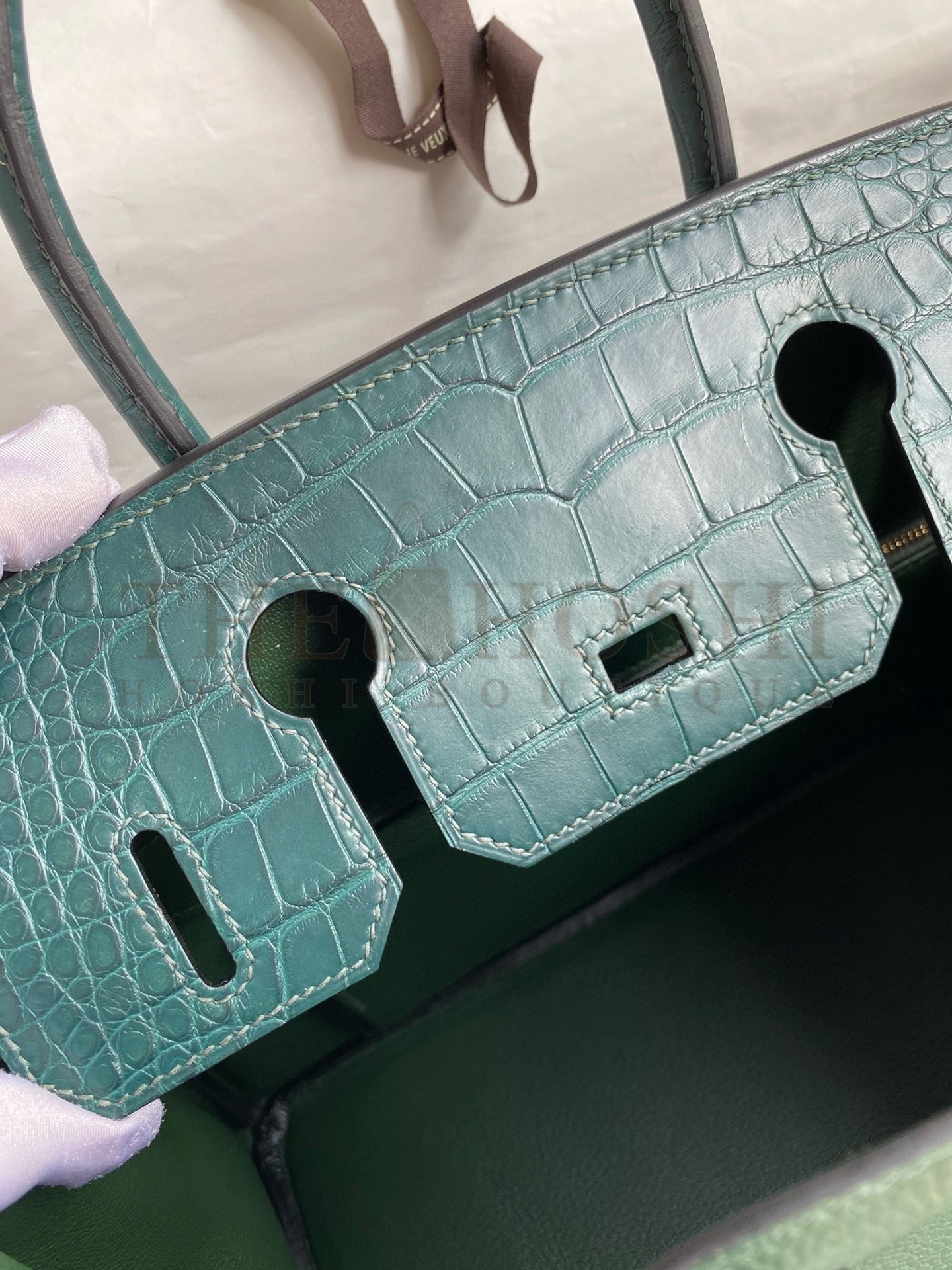 H**me5 Touch Birkin 30 Bag in Green Clemence and Matte Alligator Leather Master Quality