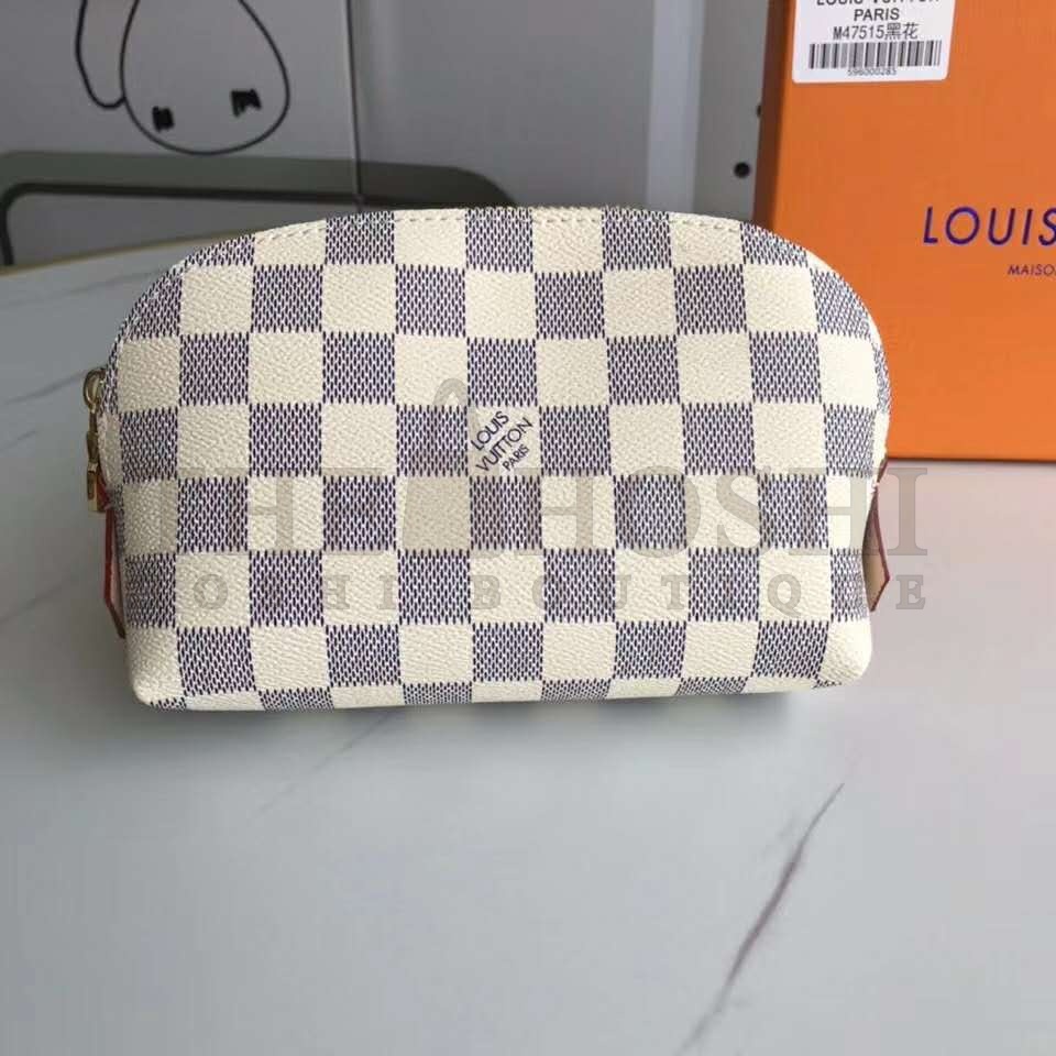 L0vis Vvtt0n LV Women Cosmetic Pouch Damier Azur Canvas-Grey Master Quality