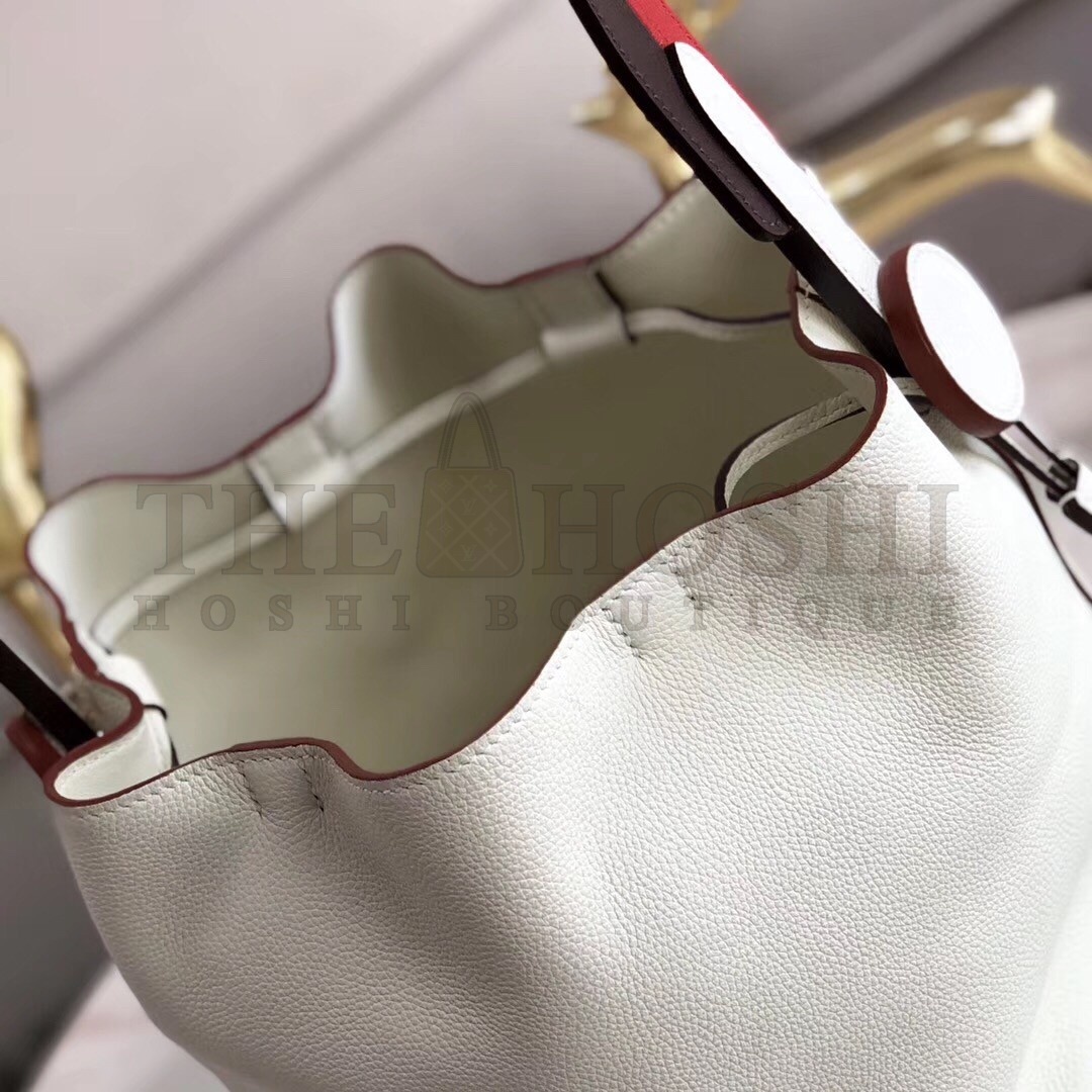 H**me5 Licol 17cm Bag In White Evercolor Calfskin Master Quality
