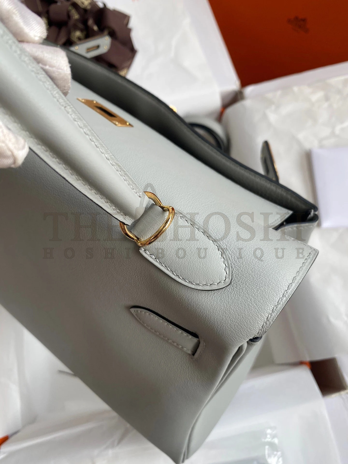 H**me5 Kelly Retourne 32cm Handmade Bag In Blue Glacier Swift Calfskin Master Quality