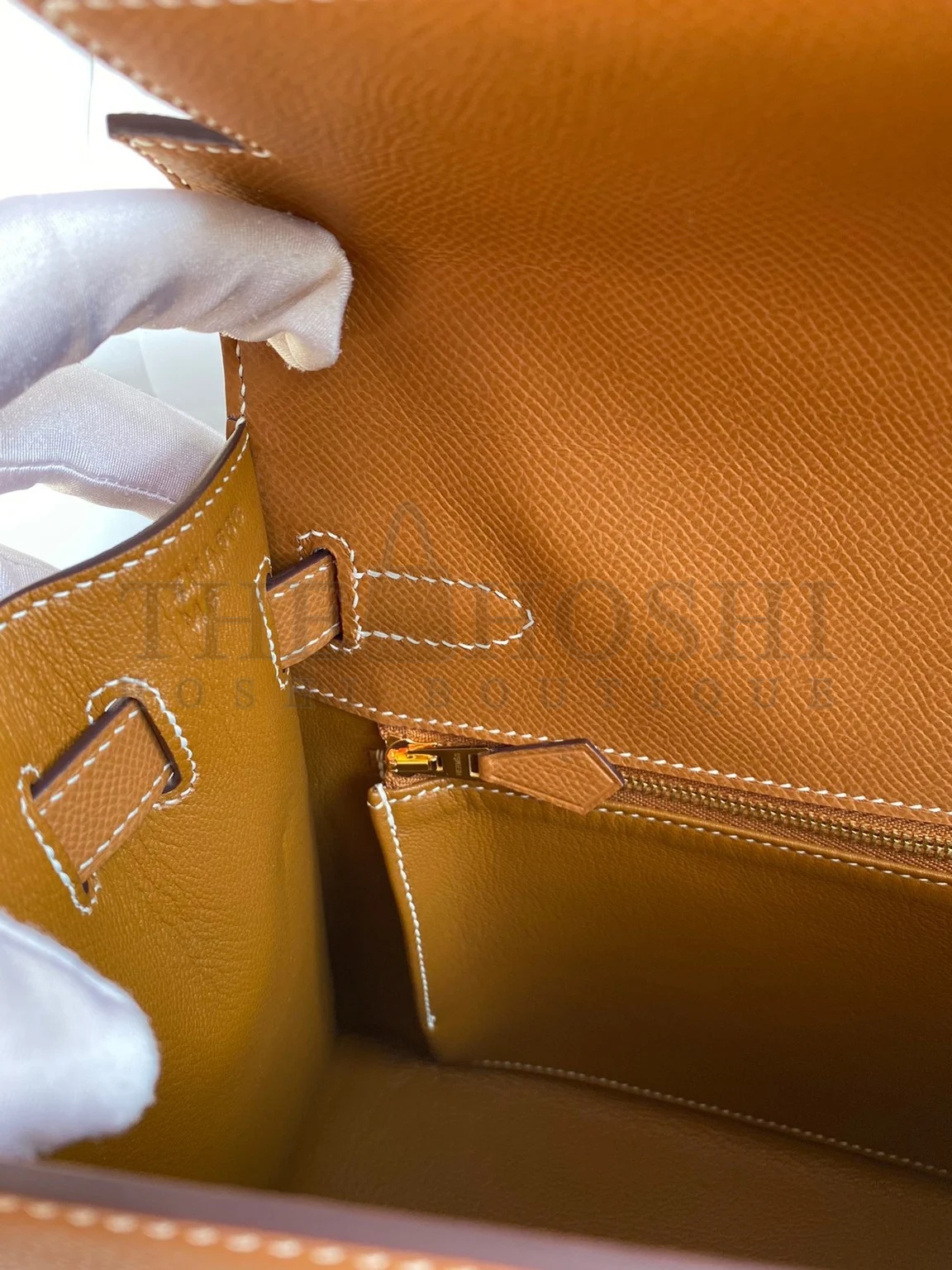 H**me5 Kelly Sellier 32 Handmade Bag In Gold Epsom Calfskin Master Quality