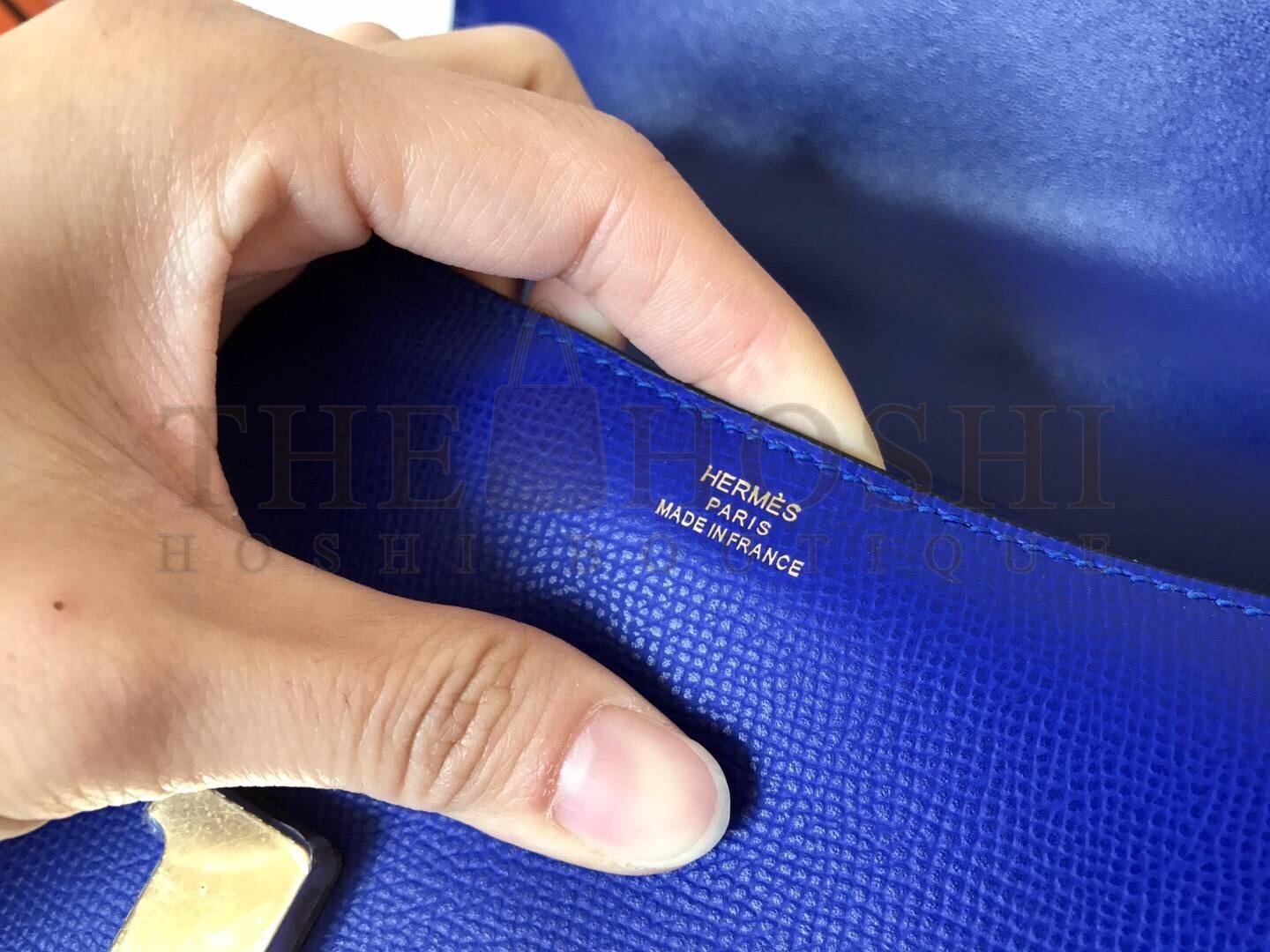 H**me5 Epsom Constance 24cm Blue Electric Handmade Bag Master Quality