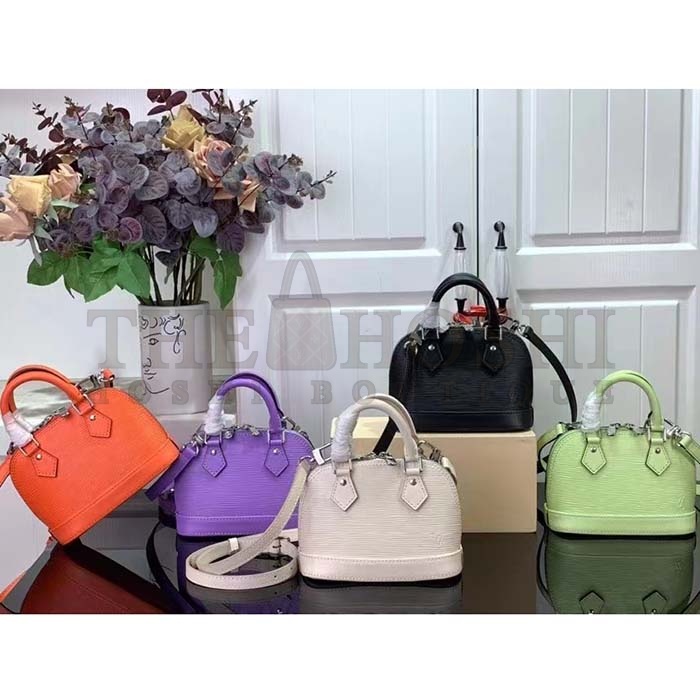 L0vis Vvtt0n LV Women Nano Alma Handbag Quartz White Epi Grained Cowhide Leather Master Quality