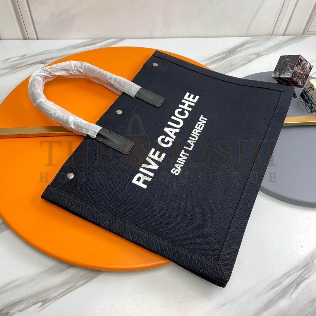 Sa1nt Lau*nt Rive Gauche Tote Bag in Black Linen and Leather Master Quality